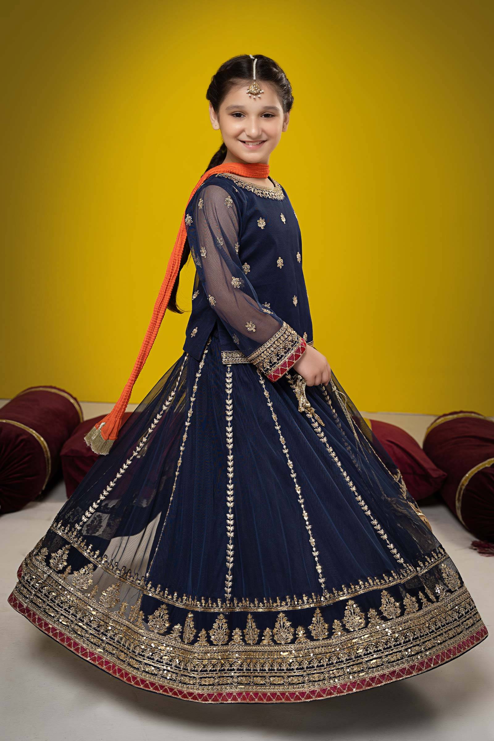 Maria B | Suit Navy Blue MKS-W23-35 by Maria Faisal - Registered Vendor of : Maria B - type : Kids Clothes - 100% original wedding dresses