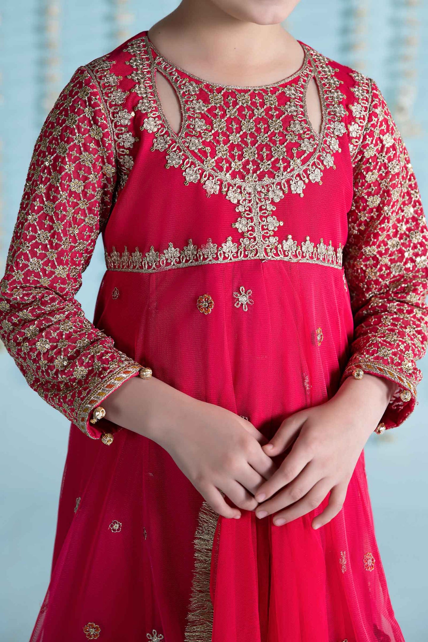 Maria B | 3 Piece Embroidered Net Suit | MKS-EA24-02 by Maria Faisal - Registered Vendor of : Maria B - type : Kids Clothes - 100% original wedding dresses