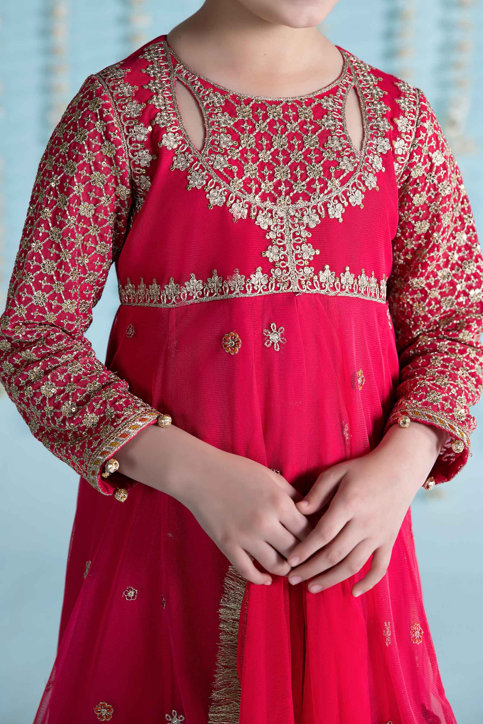 Maria B | 3 Piece Embroidered Net Suit | MKS-EA24-02 by Maria Faisal - Registered Vendor of : Maria B - type : Kids Clothes - 100% original wedding dresses