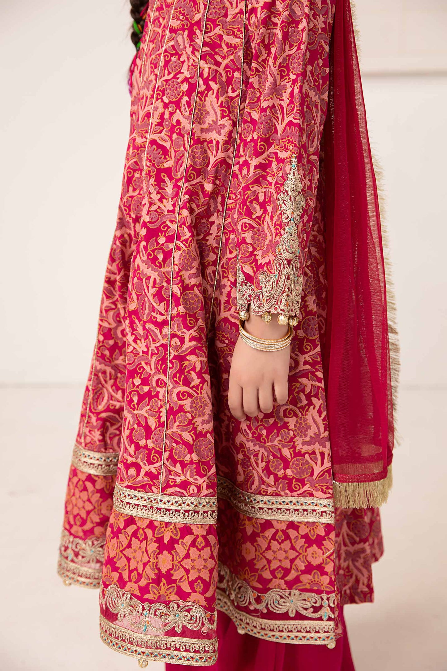 Maria B | 3 Piece Printed Raw Silk Suit | MKS-EA24-05 by Maria Faisal - Registered Vendor of : Maria B - type : Kids Clothes - 100% original wedding dresses