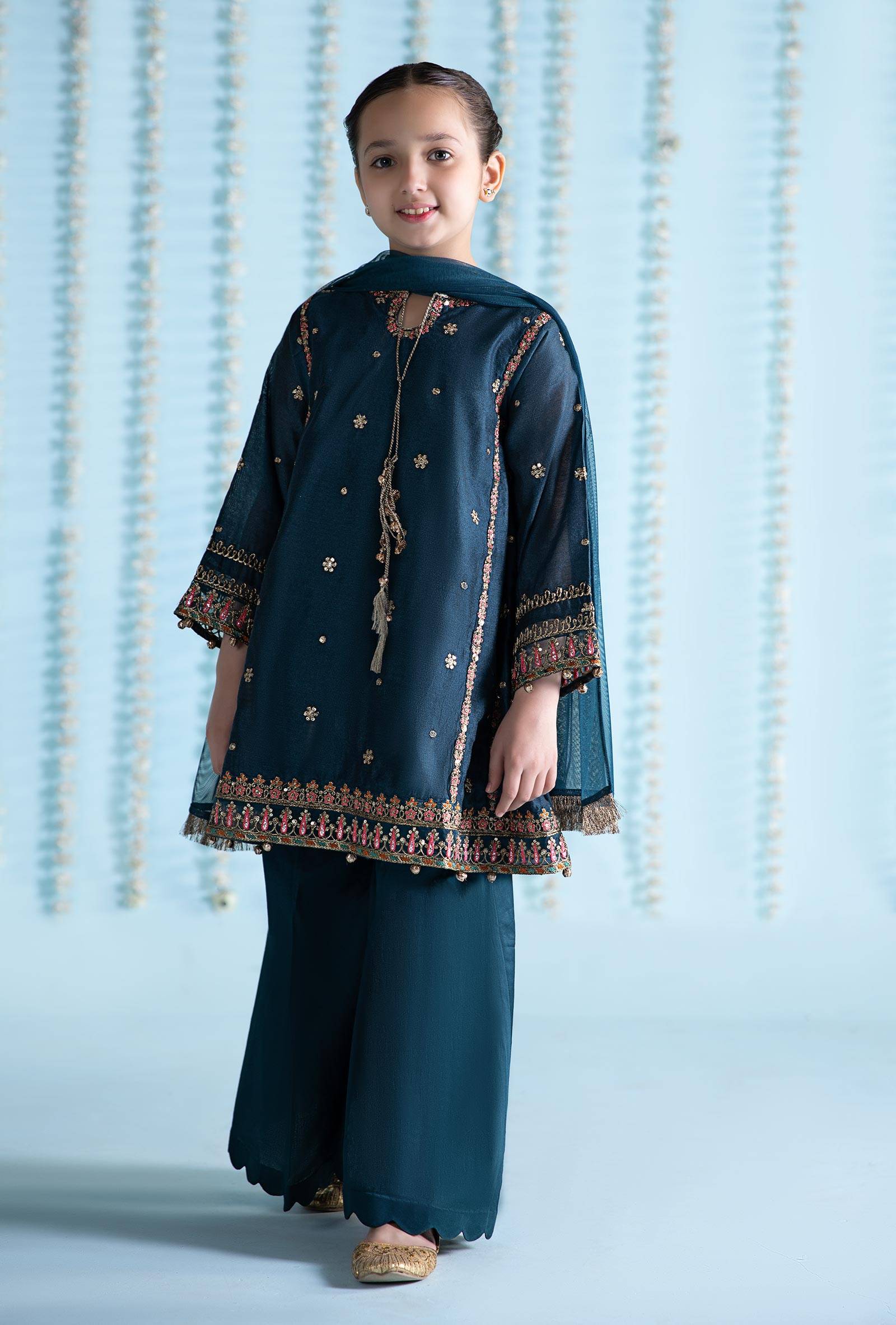 Maria B | 3 Piece Embroidered Yarn Dyed Suit | MKS-EA24-19 by Maria Faisal - Registered Vendor of : Maria B - type : Kids Clothes - 100% original wedding dresses