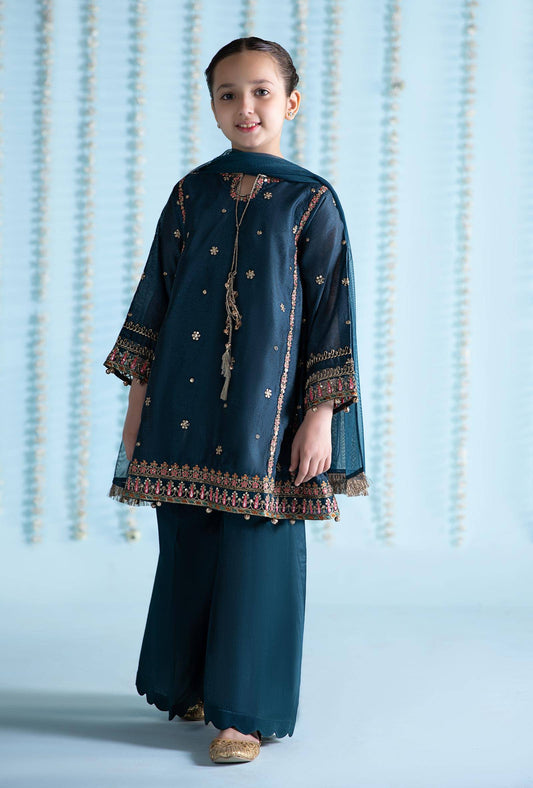 Maria B | 3 Piece Embroidered Yarn Dyed Suit | MKS-EA24-19 by Maria Faisal - Registered Vendor of : Maria B - type : Kids Clothes - 100% original wedding dresses