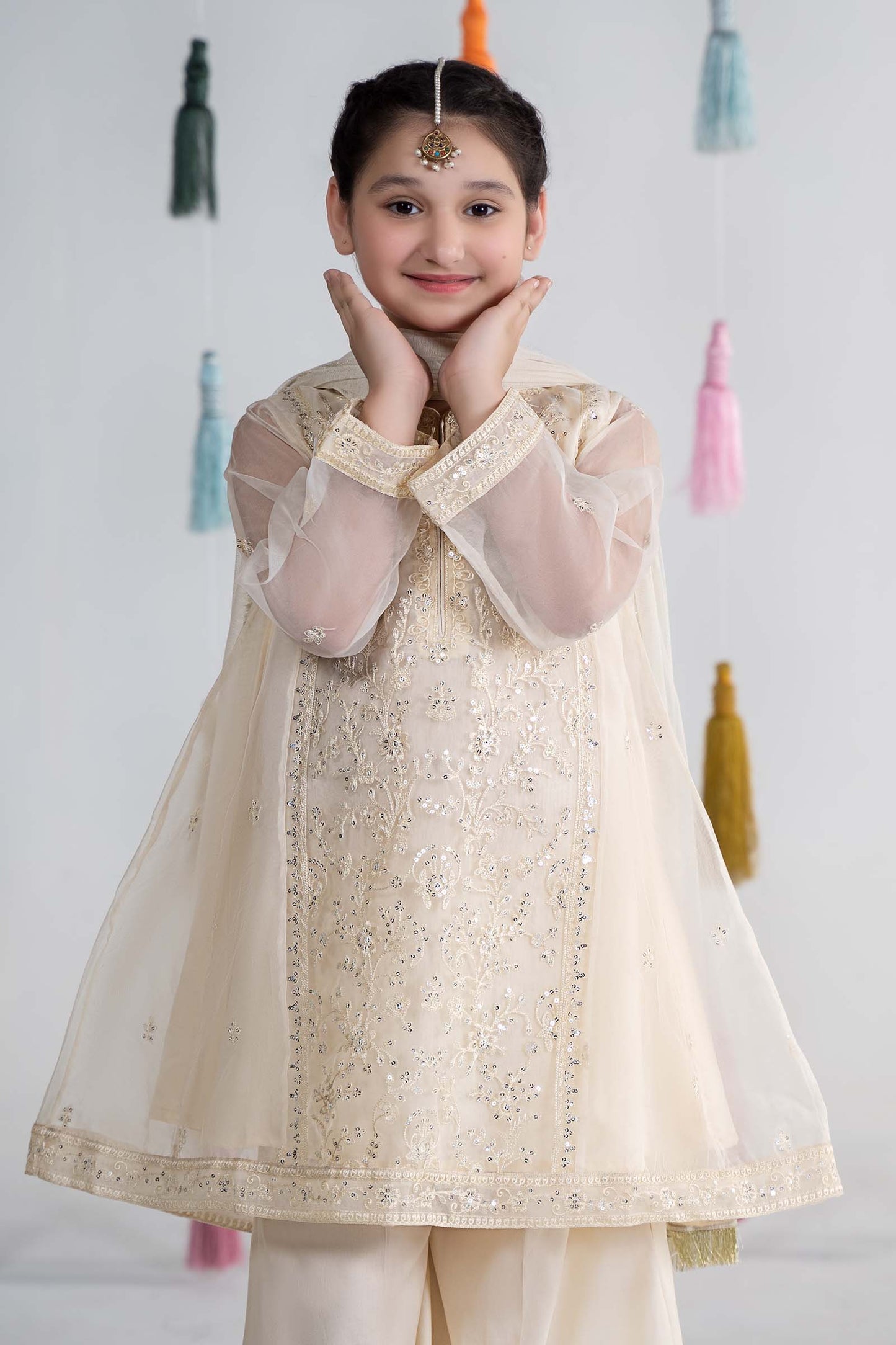 Maria B | 3 Piece Embroidered Organza Suit | MKS-EA24-25 by Maria Faisal - Registered Vendor of : Maria B - type : Kids Clothes - 100% original wedding dresses