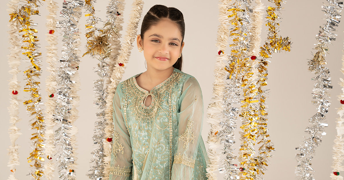 2 Piece Embroidered Organza Suit - Kids Clothing - available at Maria Faisal in UK and USA.