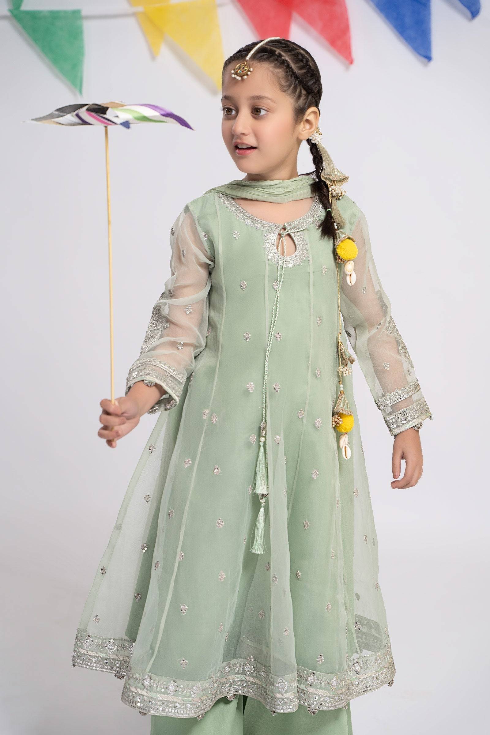 Maria B | 3 Piece Embroidered Organza Suit | MKS-EF24-15 by Maria Faisal - Registered Vendor of : Maria B - type : Kids Clothes - 100% original wedding dresses