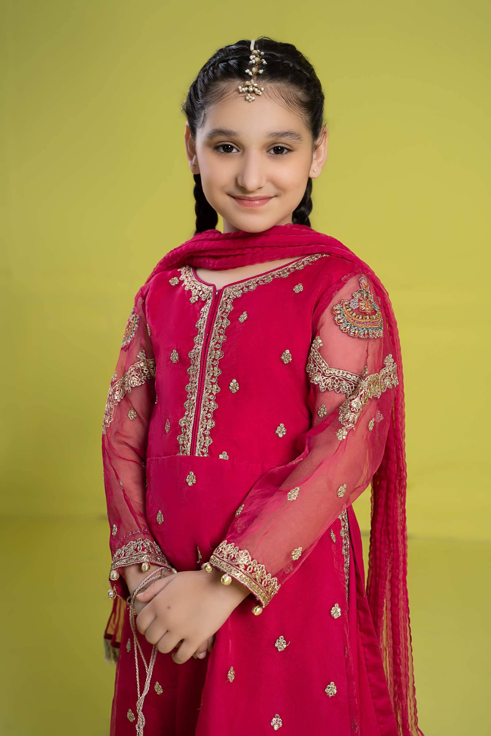 Maria B | 3 Piece Embroidered Organza Suit | MKS-EF24-23 by Maria Faisal - Registered Vendor of : Maria B - type : Kids Clothes - 100% original wedding dresses