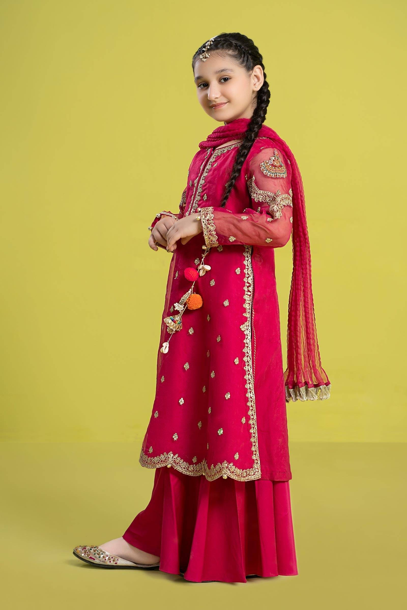 Maria B | 3 Piece Embroidered Organza Suit | MKS-EF24-23 by Maria Faisal - Registered Vendor of : Maria B - type : Kids Clothes - 100% original wedding dresses