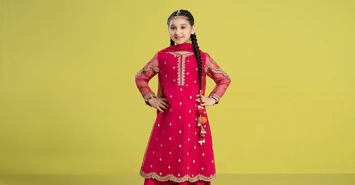 Maria B | 3 Piece Embroidered Organza Suit | MKS-EF24-23 by Maria Faisal - Registered Vendor of : Maria B - type : Kids Clothes - 100% original wedding dresses