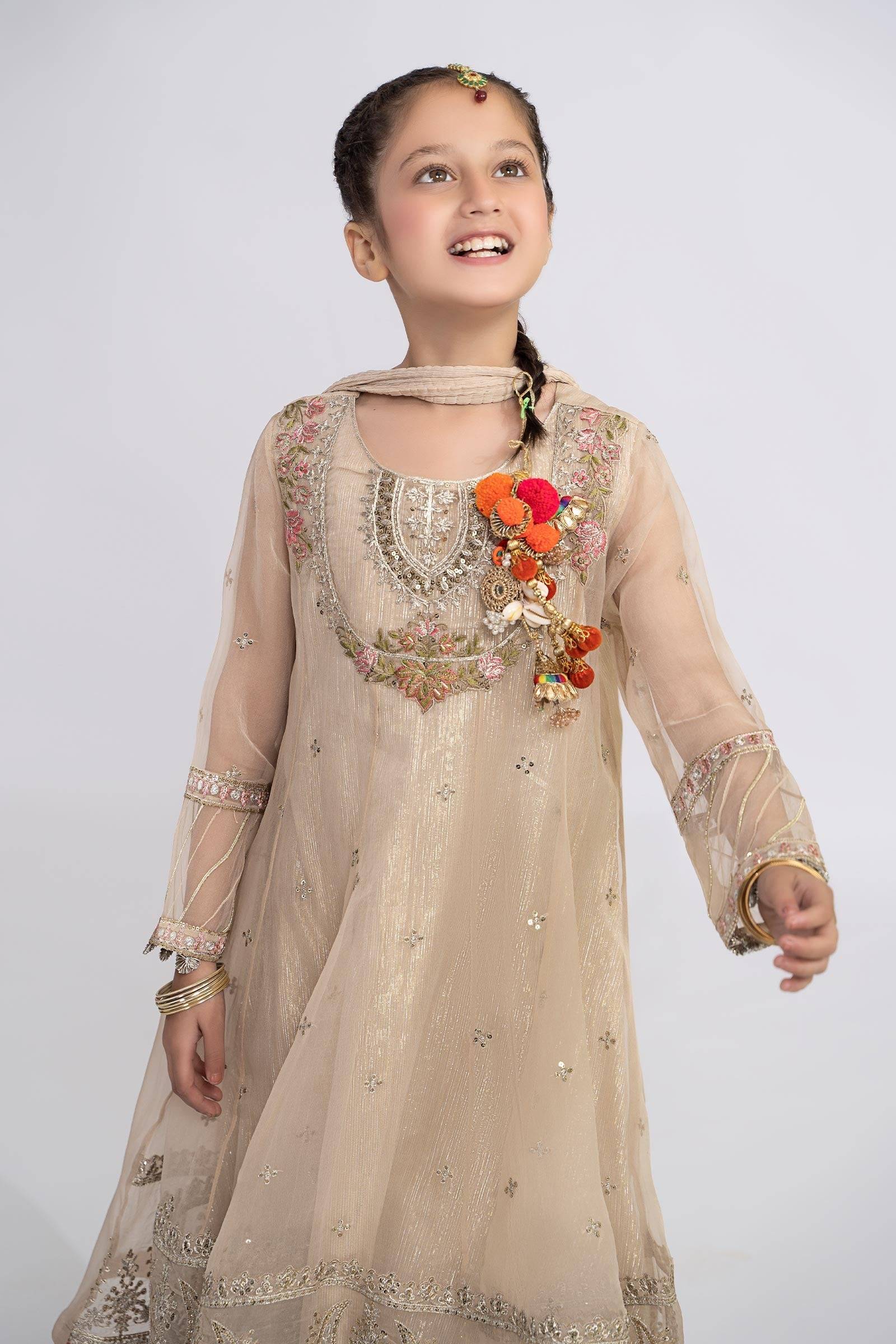 Maria B | 3 Piece Embroidered Organza Suit | MKS-EF24-26 by Maria Faisal - Registered Vendor of : Maria B - type : Kids Clothes - 100% original wedding dresses