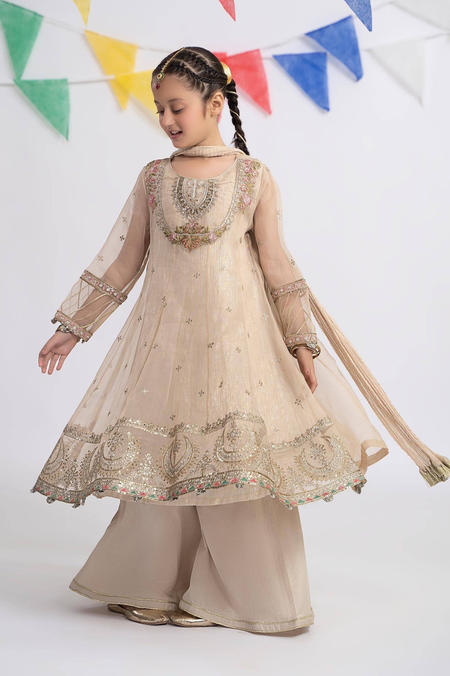 Maria B | 3 Piece Embroidered Organza Suit | MKS-EF24-26 by Maria Faisal - Registered Vendor of : Maria B - type : Kids Clothes - 100% original wedding dresses