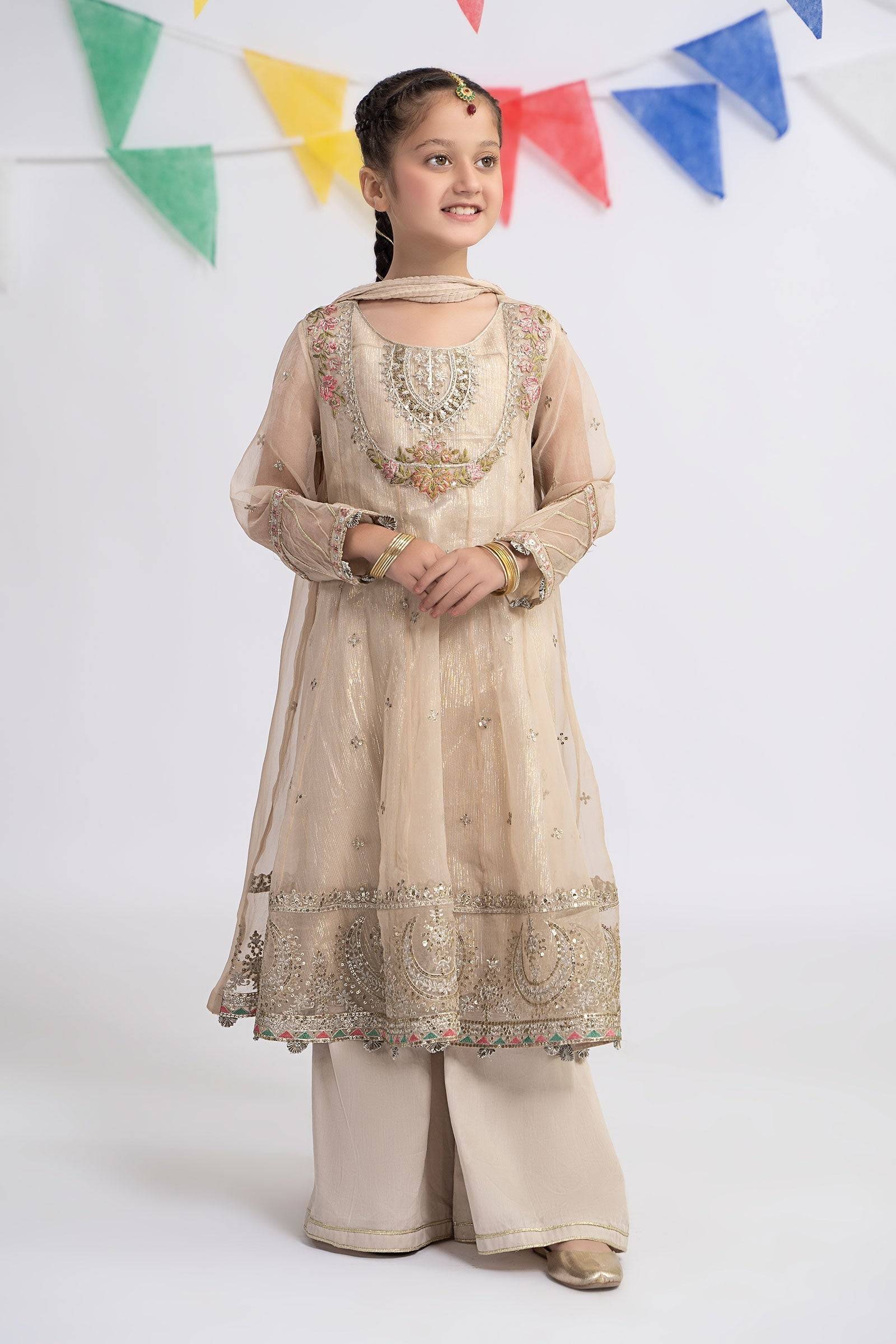 Maria B | 3 Piece Embroidered Organza Suit | MKS-EF24-26 by Maria Faisal - Registered Vendor of : Maria B - type : Kids Clothes - 100% original wedding dresses