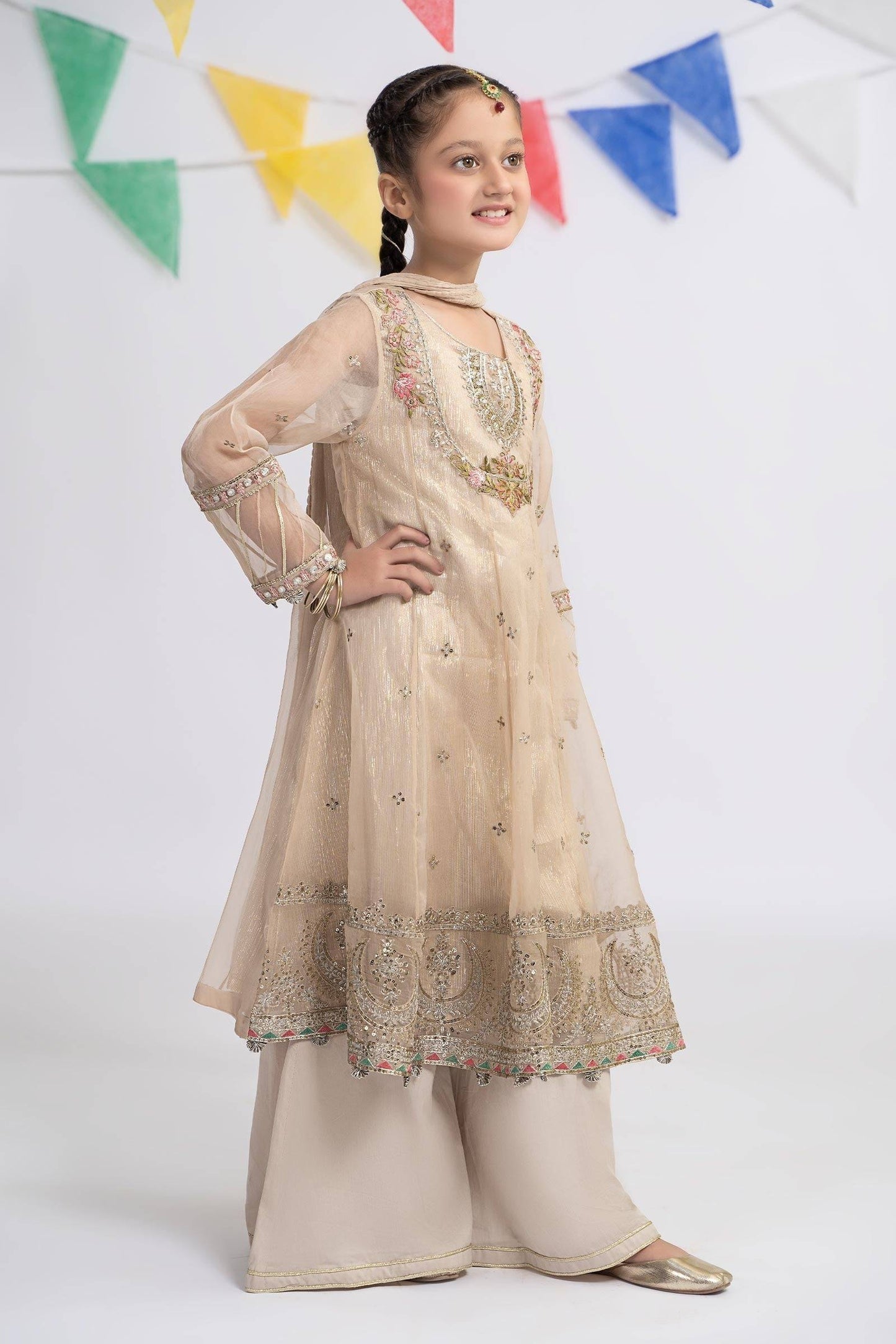 Maria B | 3 Piece Embroidered Organza Suit | MKS-EF24-26 by Maria Faisal - Registered Vendor of : Maria B - type : Kids Clothes - 100% original wedding dresses