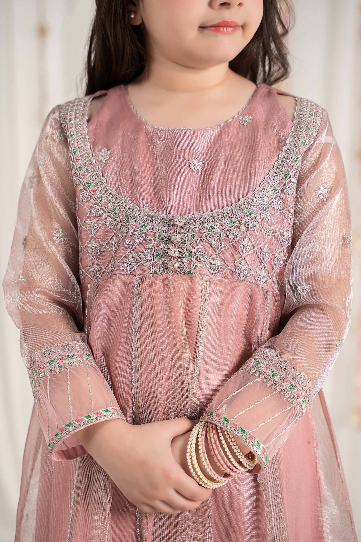 Maria B | 3 Piece Embroidered Zari Net Suit | MKS-EF25-01 by Maria Faisal - Registered Vendor of : Maria B - type : Kids Clothes - 100% original wedding dresses