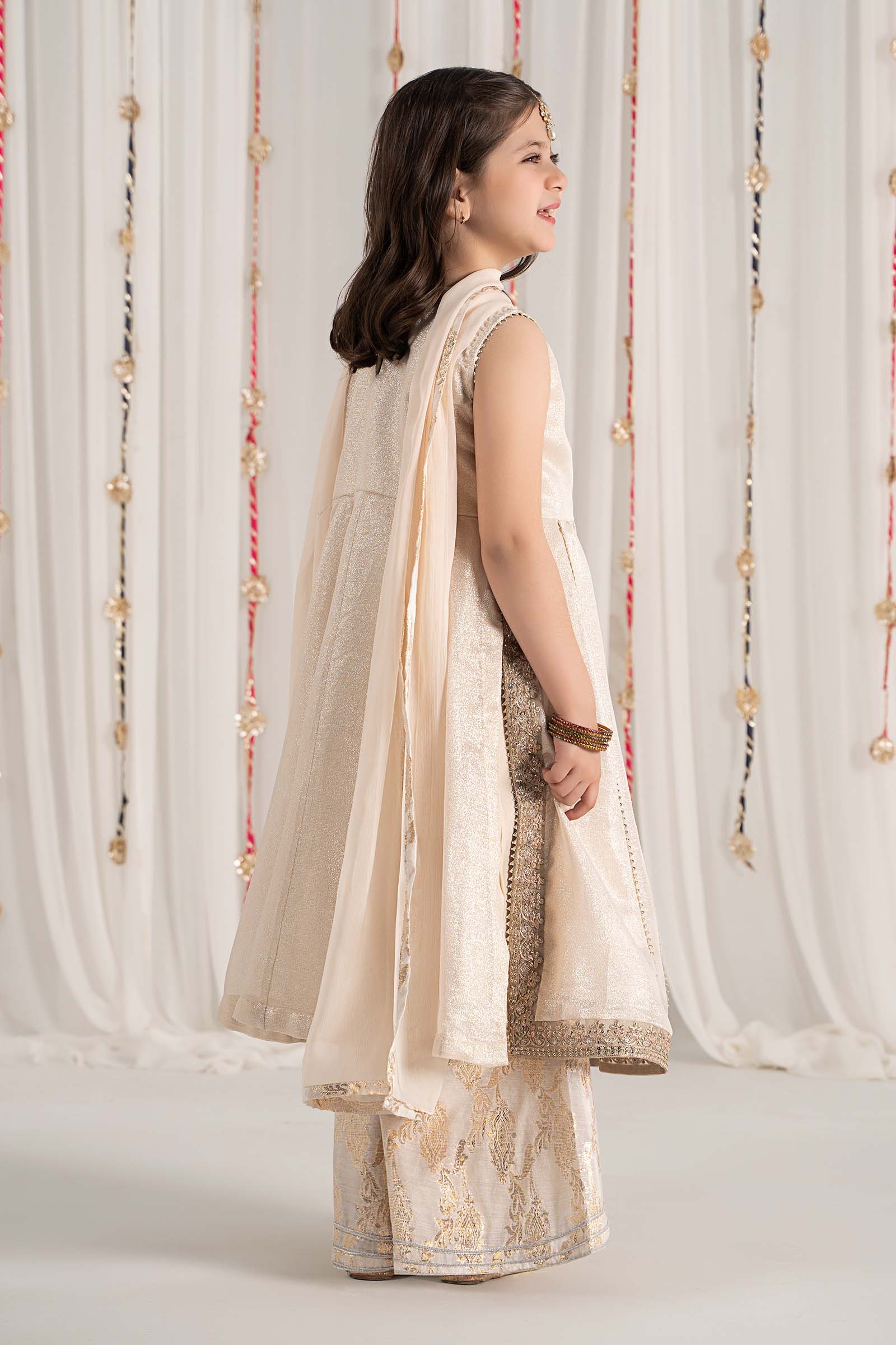 Maria B | 3 Piece Embroidered Cotton Staple Zari Suit | MKS-EF25-04 by Maria Faisal - Registered Vendor of : Maria B - type : Kids Clothes - 100% original wedding dresses