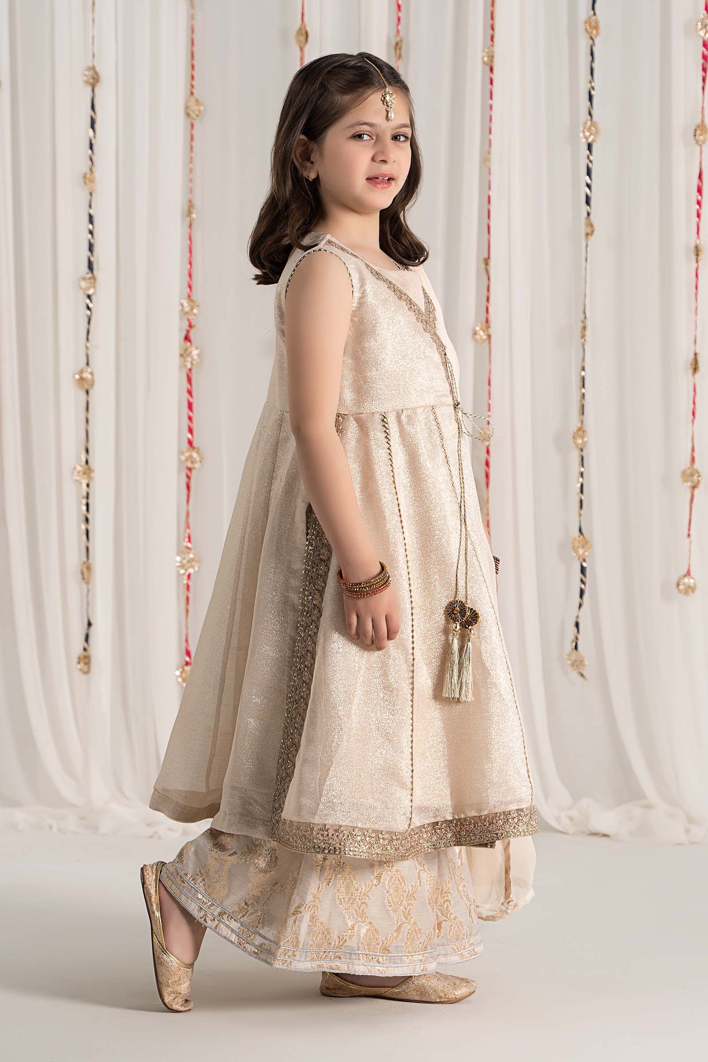 Maria B | 3 Piece Embroidered Cotton Staple Zari Suit | MKS-EF25-04 by Maria Faisal - Registered Vendor of : Maria B - type : Kids Clothes - 100% original wedding dresses