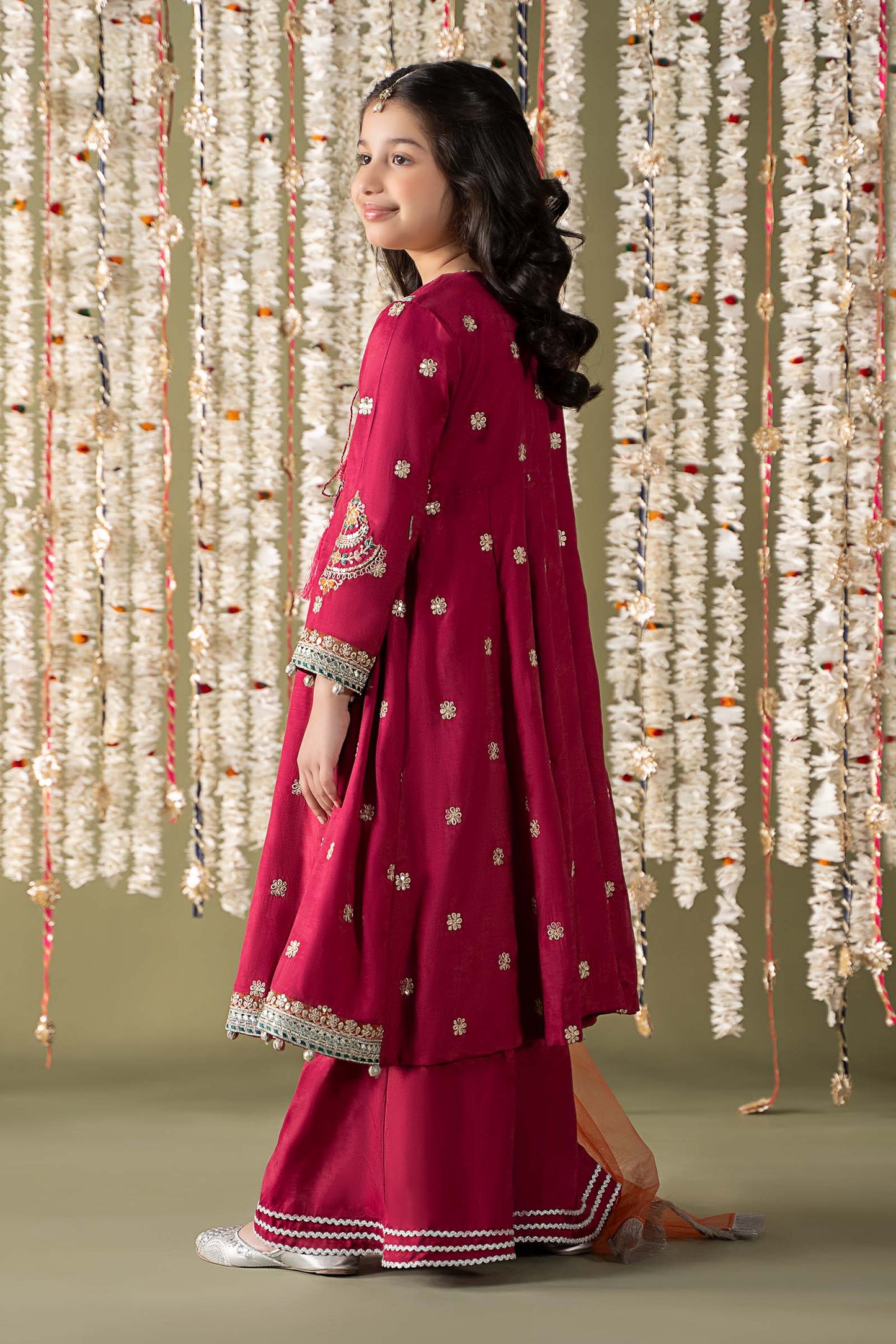 3 Piece Embroidered Raw Silk Suit - Kids Clothes - available at Maria Faisal in UK and USA