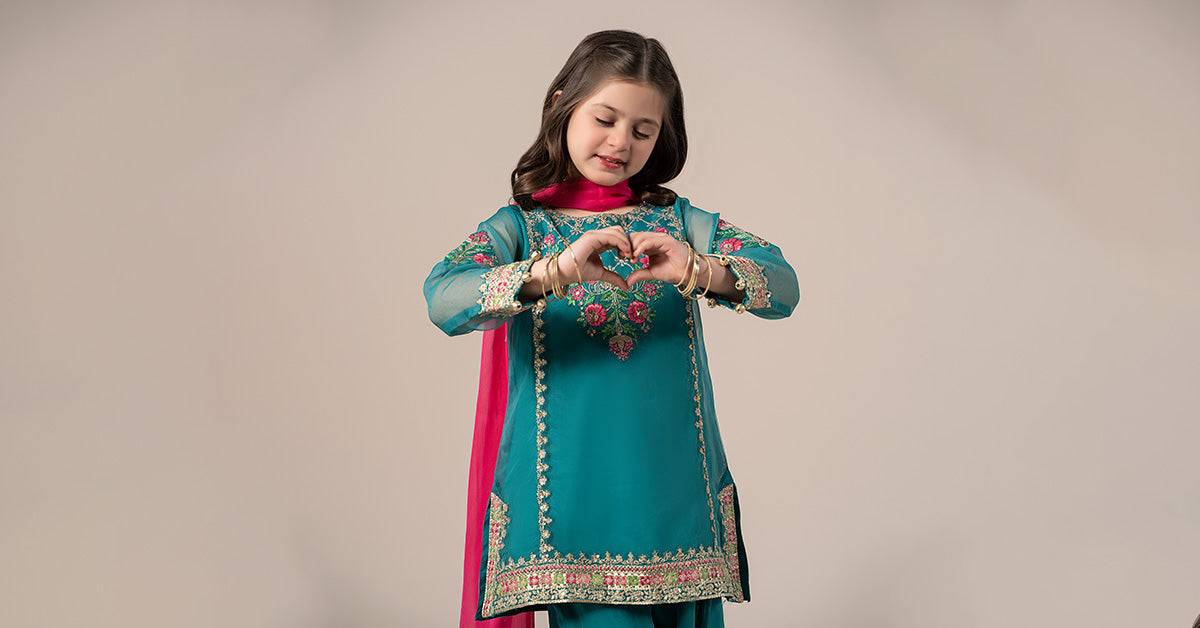 Maria B | 3 Piece Embroidered Organza Suit | MKS-EF25-16 by Maria Faisal - Registered Vendor of : Maria B - type : Kids Clothes - 100% original wedding dresses