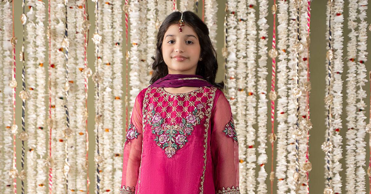 Maria B | 3 Piece Embroidered Organza Suit | MKS-EF25-16 by Maria Faisal - Registered Vendor of : Maria B - type : Kids Clothes - 100% original wedding dresses
