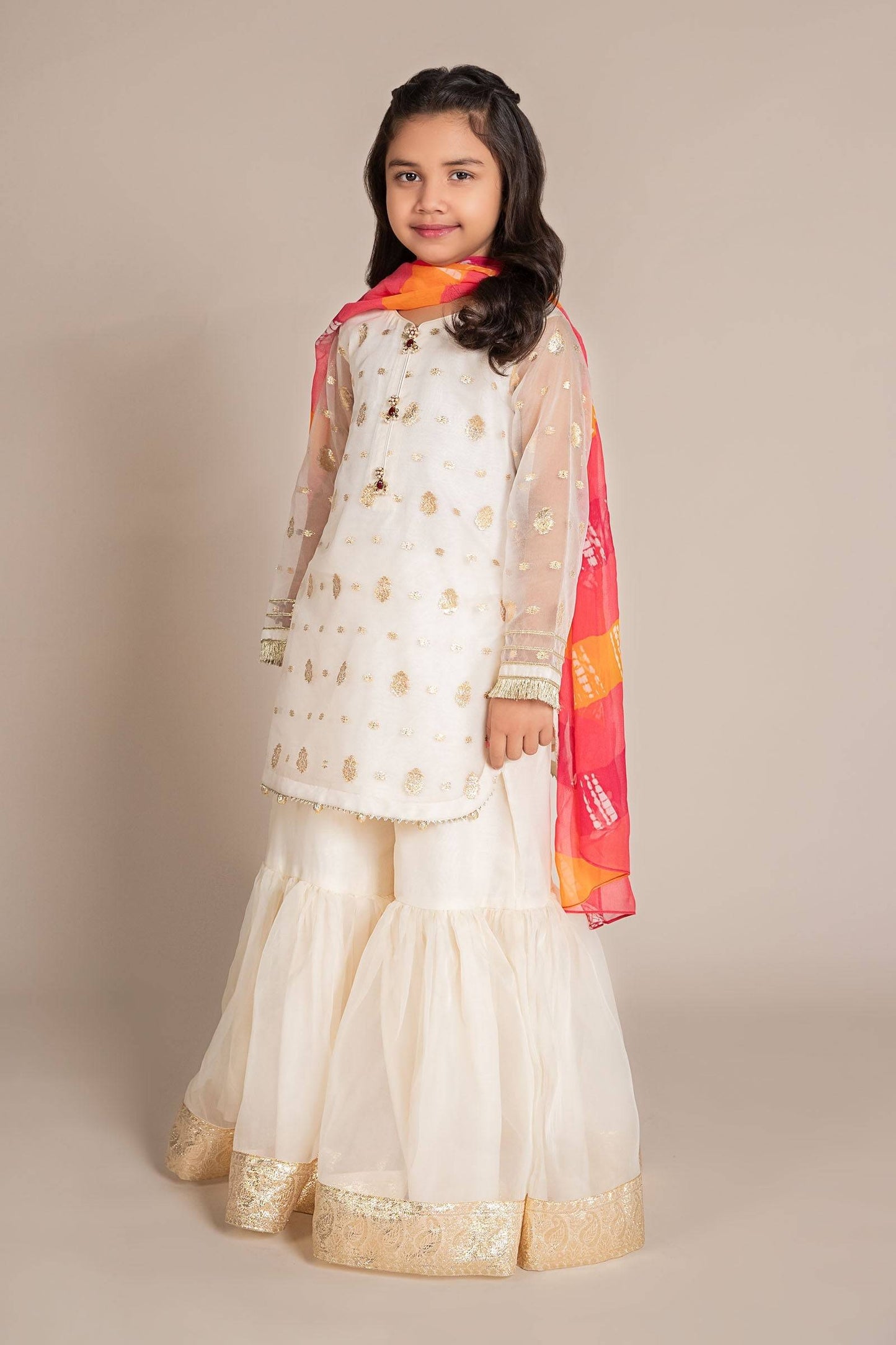 Maria B | 3 Piece Embroidered Organza Lurex Suit | MKS-EF25-20 by Maria Faisal - Registered Vendor of : Maria B - type : Kids Clothes - 100% original wedding dresses