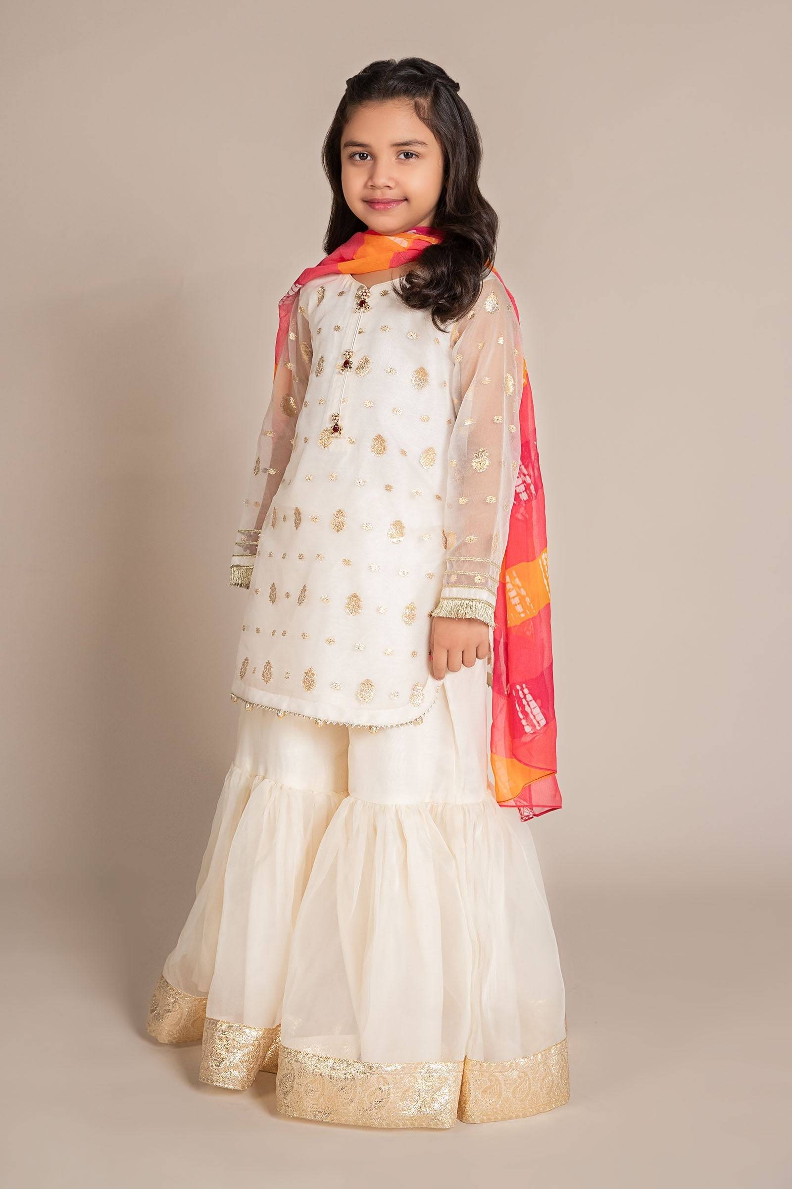 Maria B | 3 Piece Embroidered Organza Lurex Suit | MKS-EF25-20 by Maria Faisal - Registered Vendor of : Maria B - type : Kids Clothes - 100% original wedding dresses