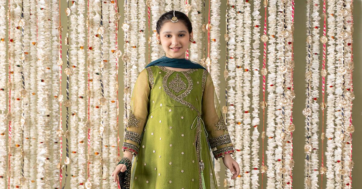 Maria B | 3 Piece Embroidered Organza Suit | MKS-EF25-21 by Maria Faisal - Registered Vendor of : Maria B - type : Kids Clothes - 100% original wedding dresses