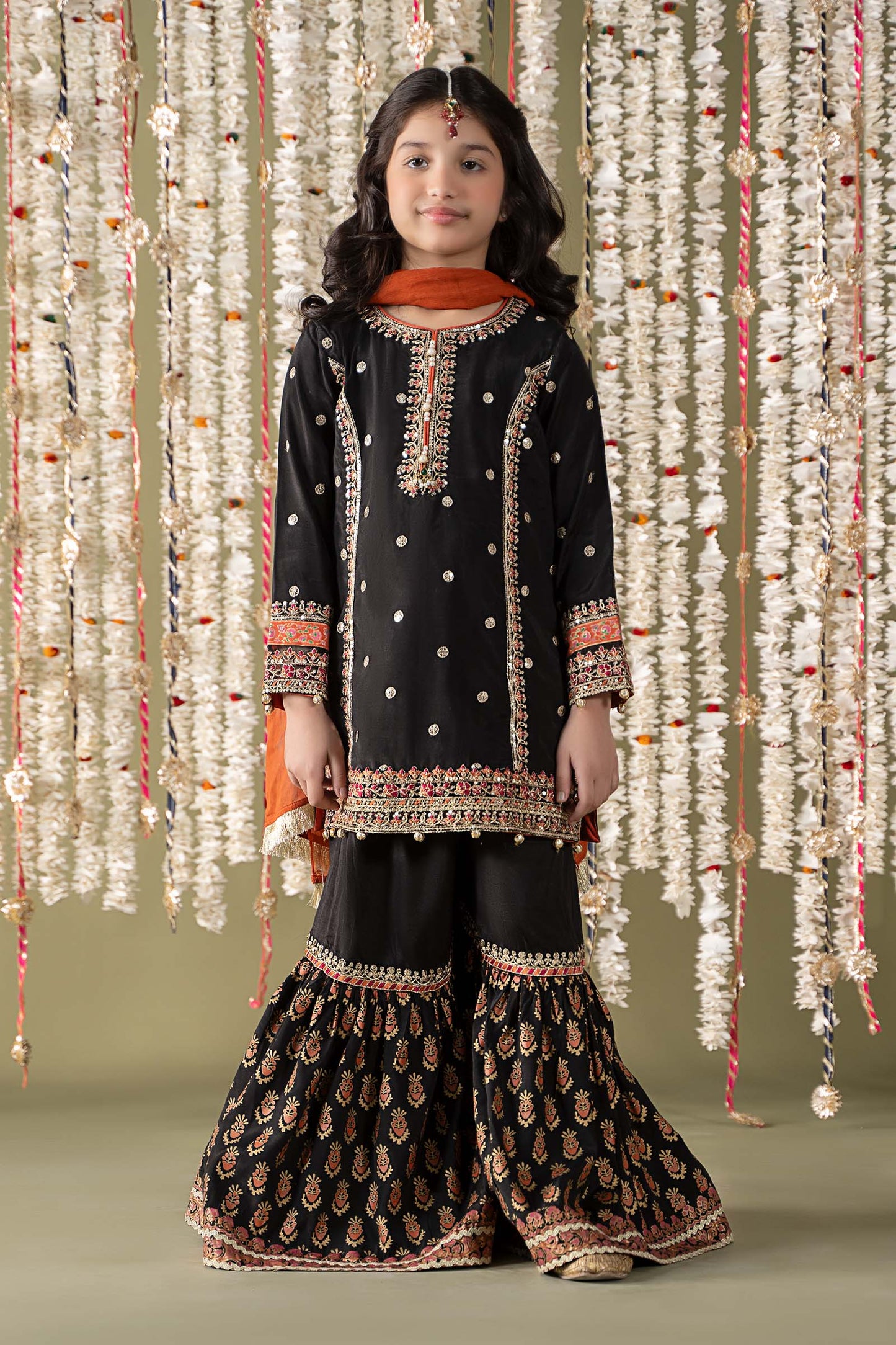 Maria B | 3 Piece Embroidered Raw Silk Suit | MKS-EF25-25 by Maria Faisal - Registered Vendor of : Maria B - type : Kids Clothes - 100% original wedding dresses