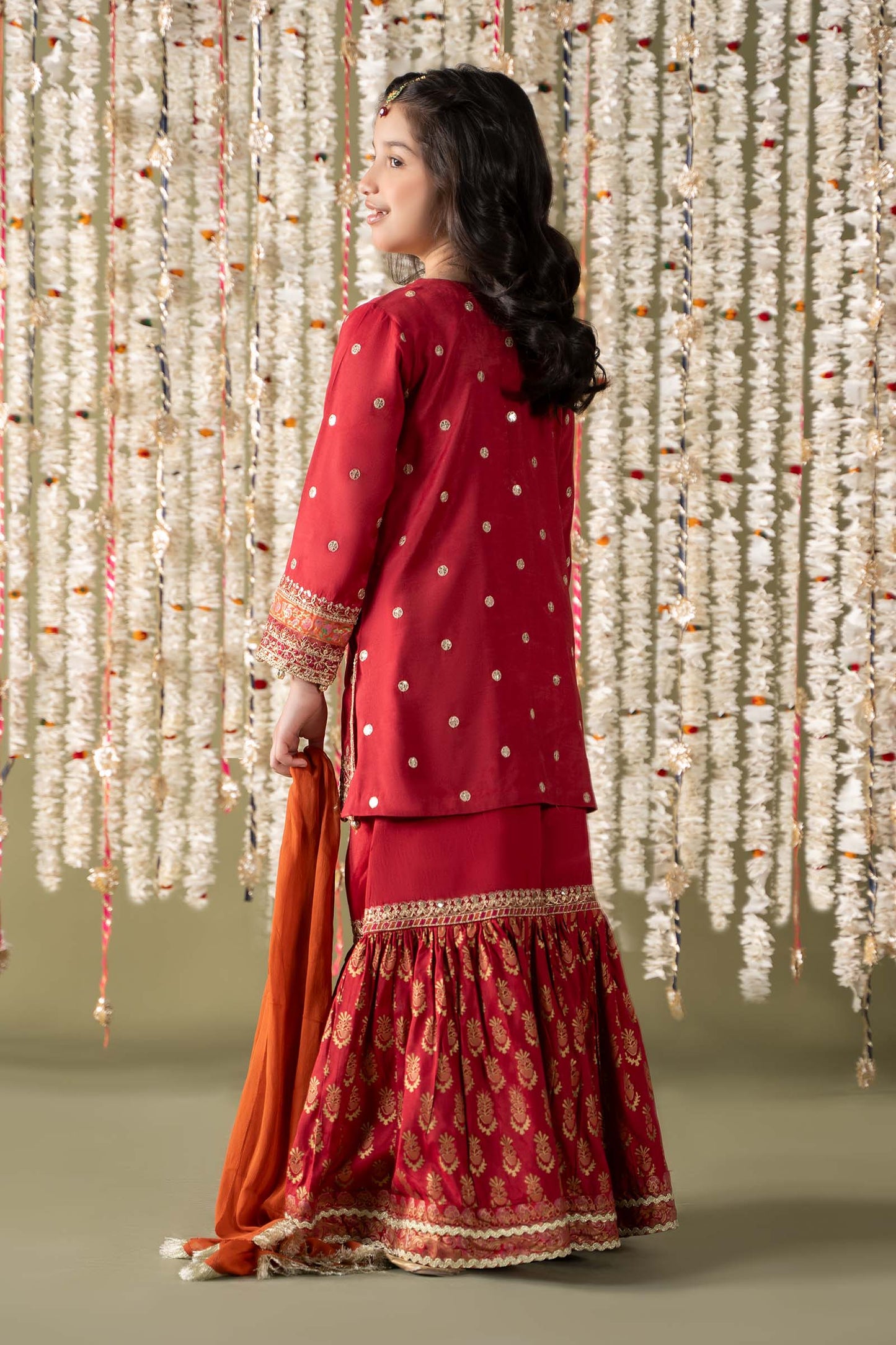 Maria B | 3 Piece Embroidered Raw Silk Suit | MKS-EF25-25 by Maria Faisal - Registered Vendor of : Maria B - type : Kids Clothes - 100% original wedding dresses