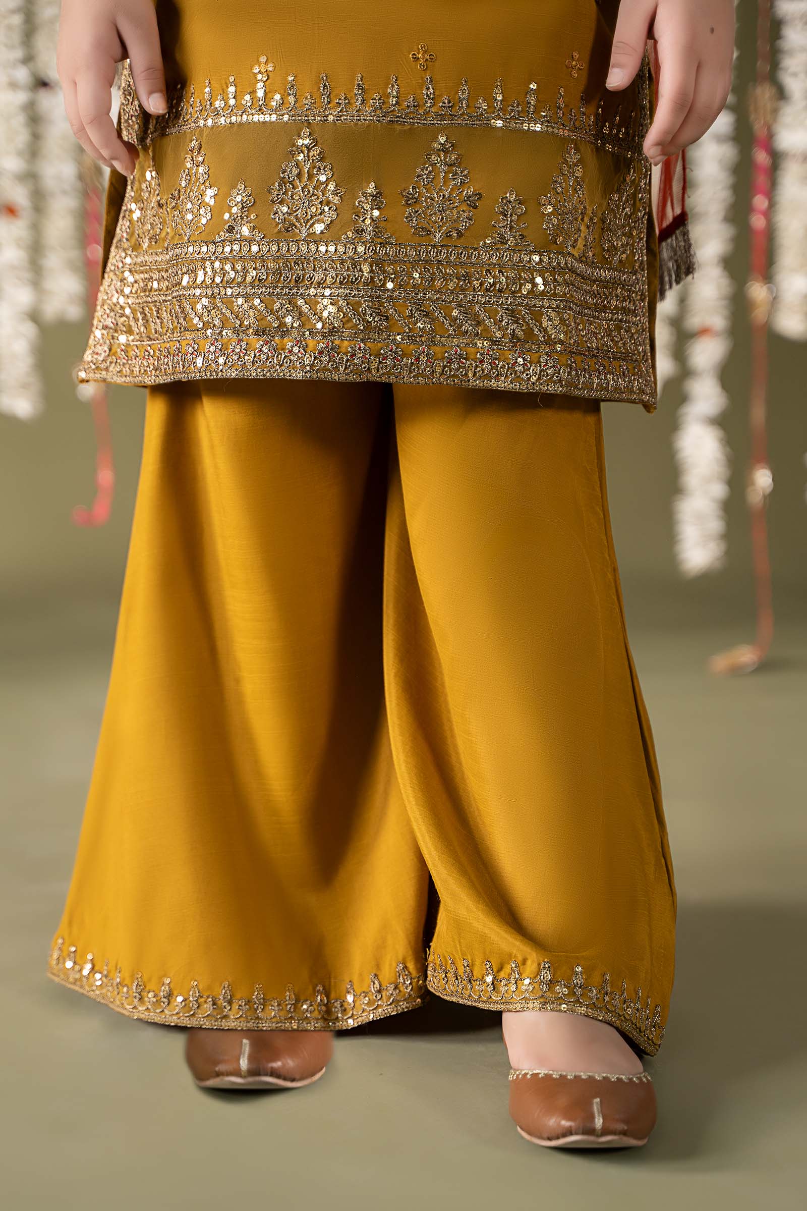 Maria B | 3 Piece Embroidered Raw Silk Suit | MKS-EF25-27 by Maria Faisal - Registered Vendor of : Maria B - type : Kids Clothes - 100% original wedding dresses