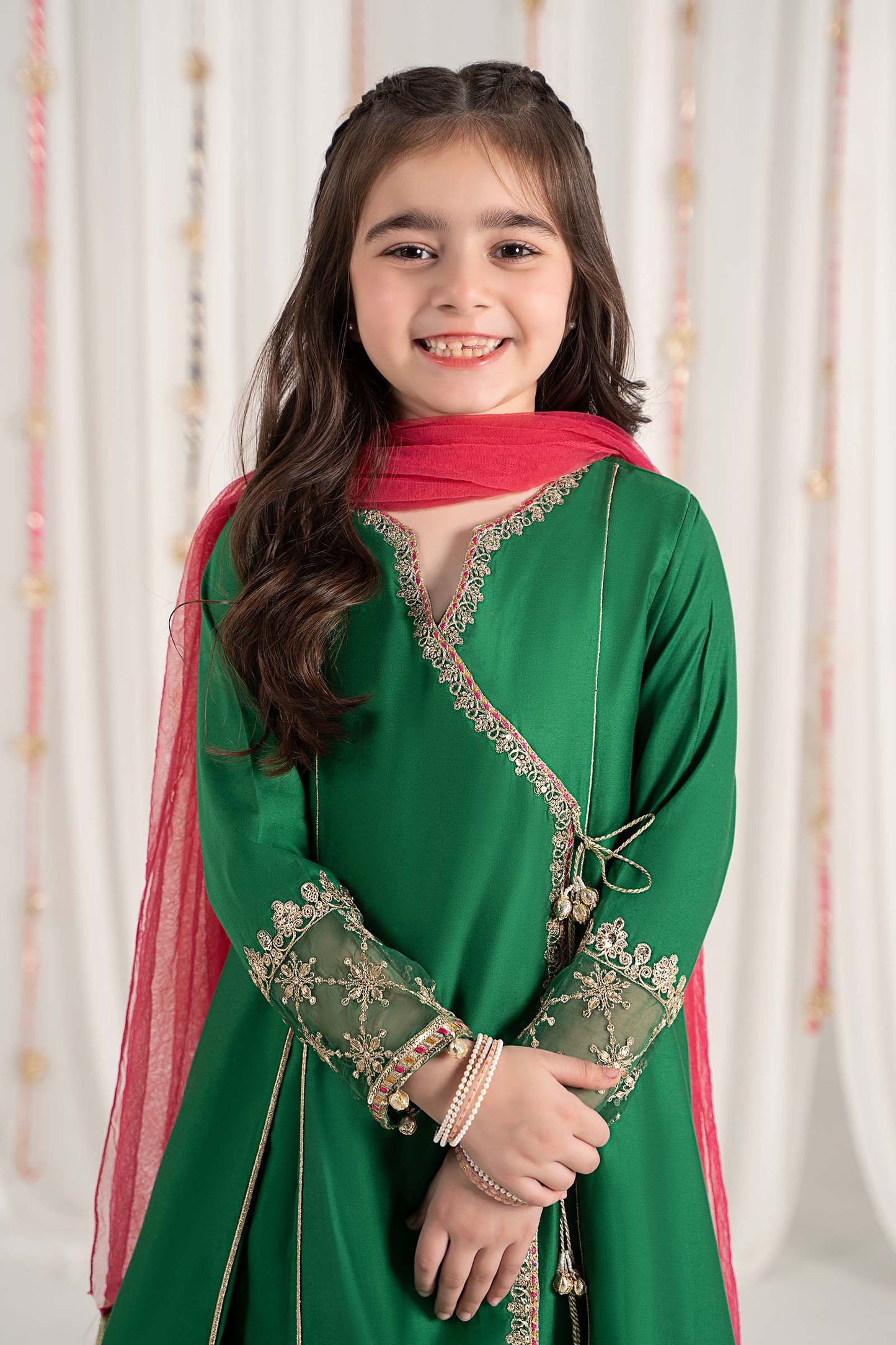 Maria B | 3 Piece Embroidered Cotton Satin Suit | MKS-EF25-41 by Maria Faisal - Registered Vendor of : Maria B - type : Kids Clothes - 100% original wedding dresses