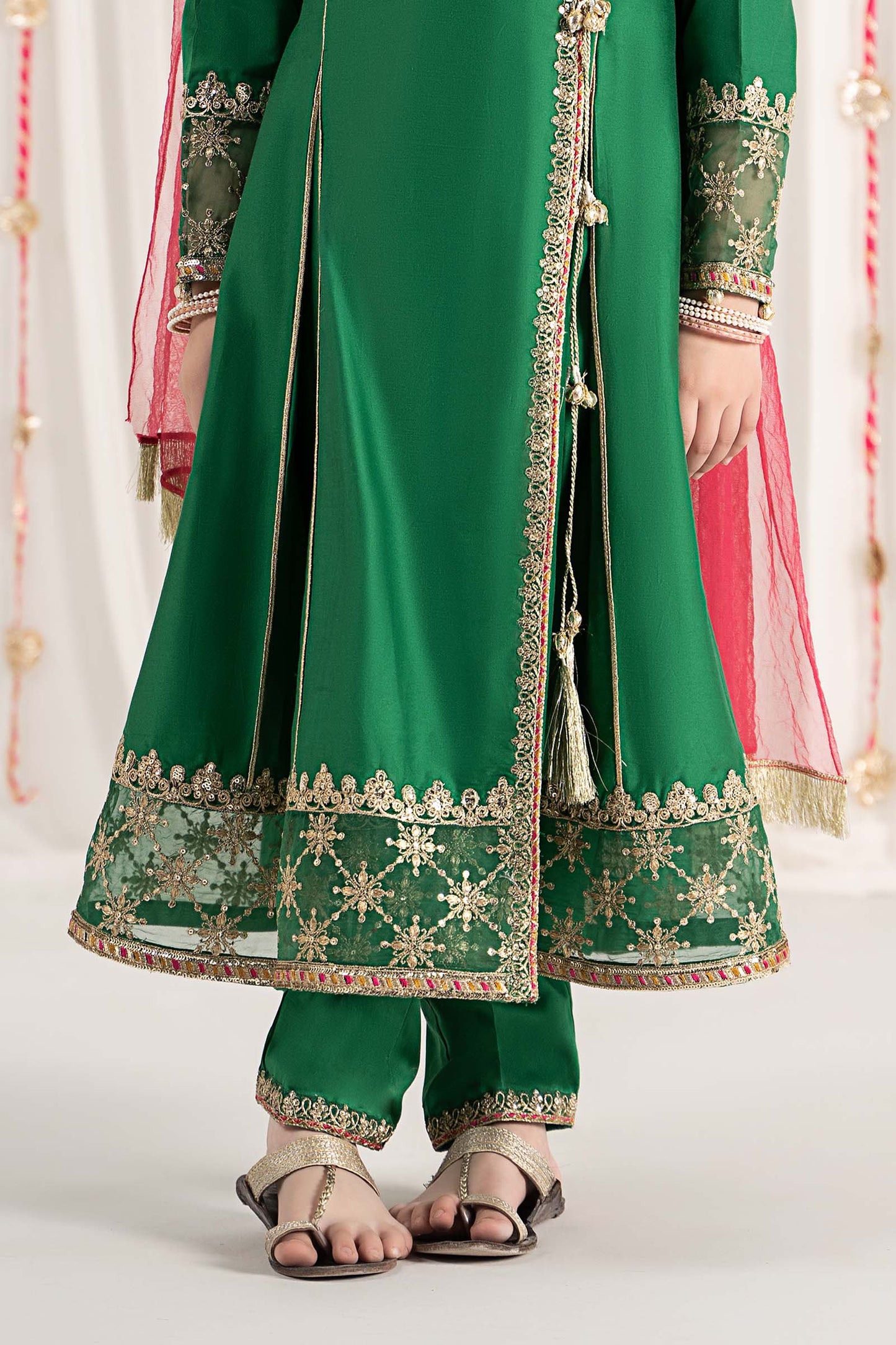 3 Piece Embroidered Cotton Satin Suit - Kids Clothes - available at Maria Faisal in UK and USA