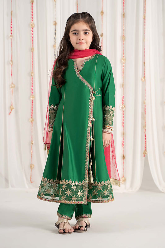 Maria B | 3 Piece Embroidered Cotton Satin Suit | MKS-EF25-41 by Maria Faisal - Registered Vendor of : Maria B - type : Kids Clothes - 100% original wedding dresses