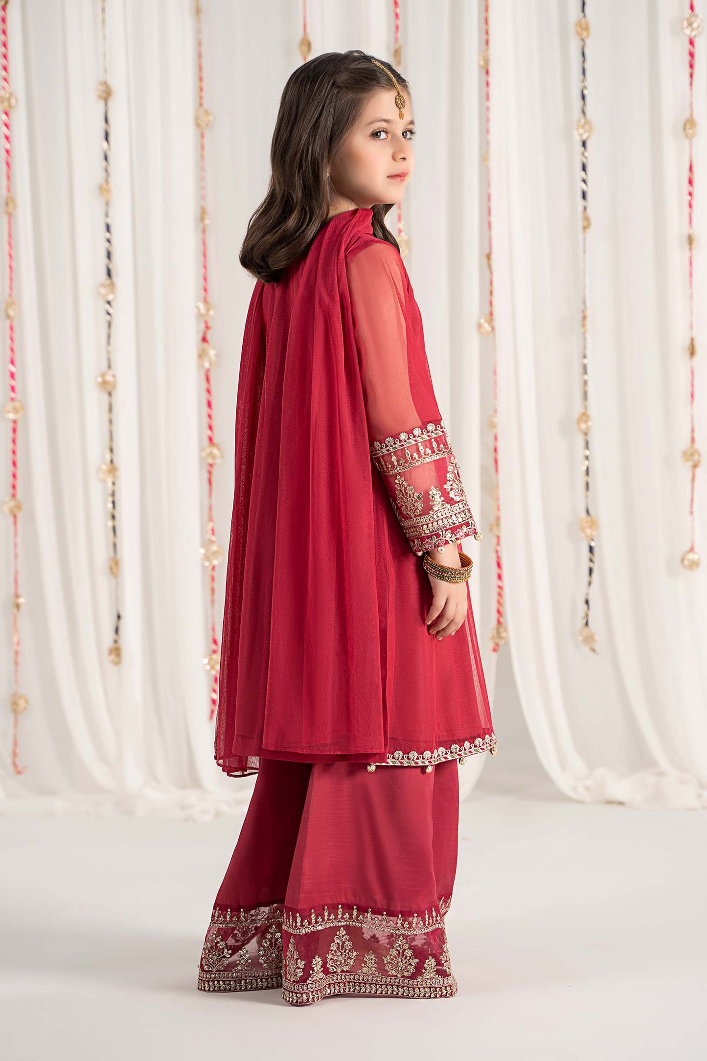 Maria B | 3 Piece Embroidered Polyester Net Suit | MKS-EF25-43 by Maria Faisal - Registered Vendor of : Maria B - type : Kids Clothes - 100% original wedding dresses