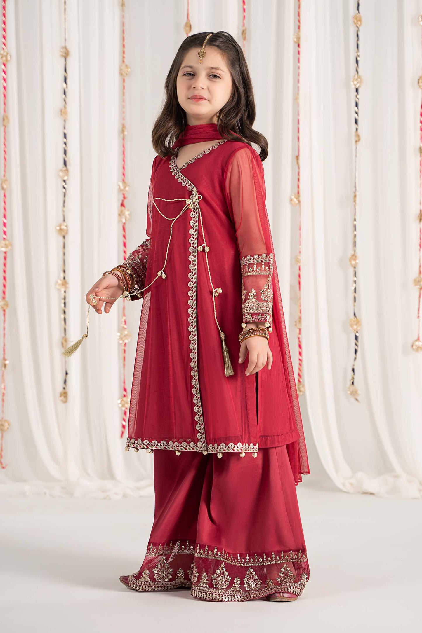 Maria B | 3 Piece Embroidered Polyester Net Suit | MKS-EF25-43 by Maria Faisal - Registered Vendor of : Maria B - type : Kids Clothes - 100% original wedding dresses