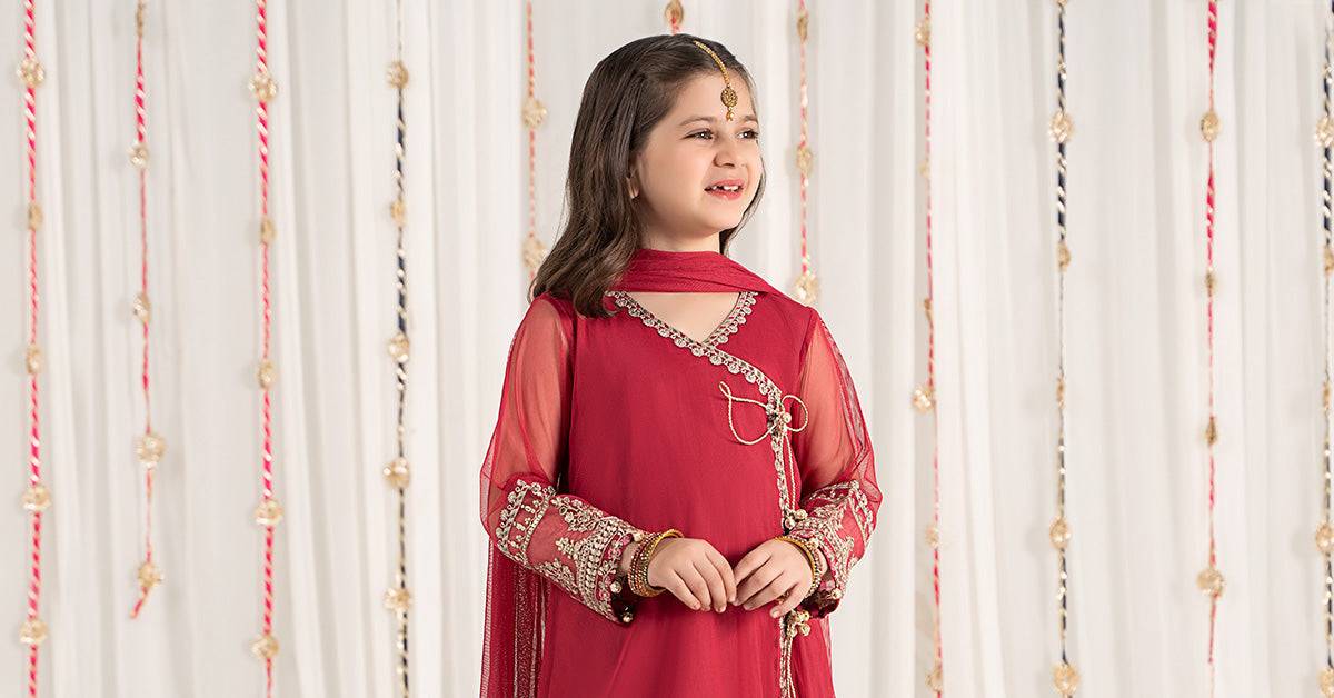 Maria B | 3 Piece Embroidered Polyester Net Suit | MKS-EF25-43 by Maria Faisal - Registered Vendor of : Maria B - type : Kids Clothes - 100% original wedding dresses
