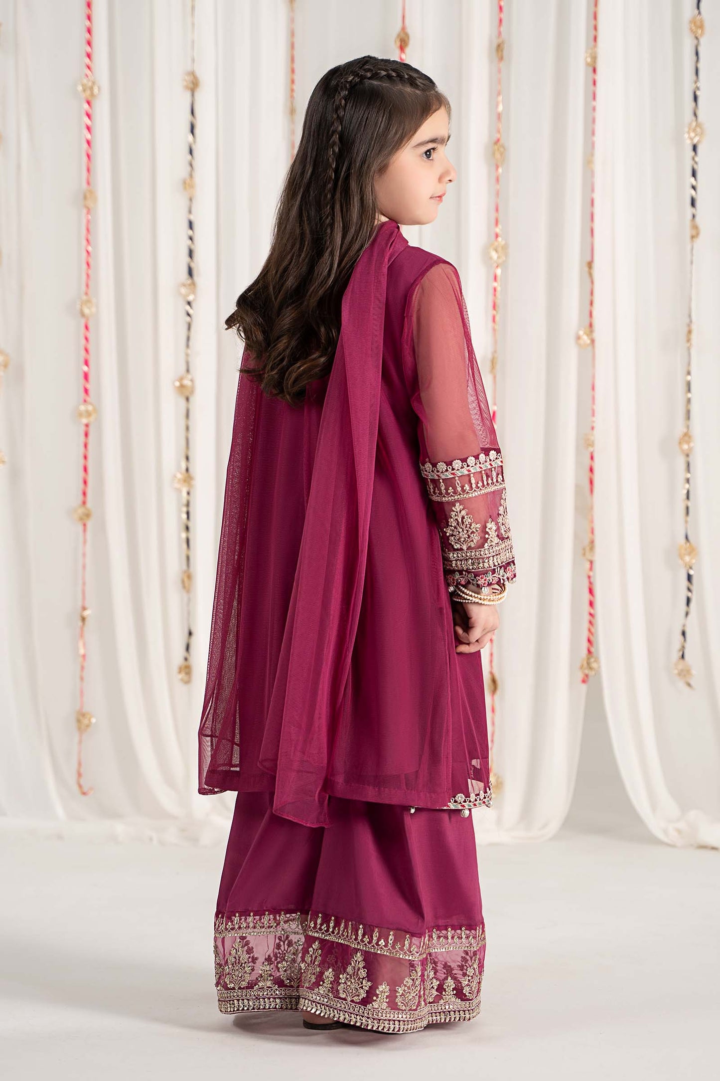 Maria B | 3 Piece Embroidered Polyester Net Suit | MKS-EF25-43 by Maria Faisal - Registered Vendor of : Maria B - type : Kids Clothes - 100% original wedding dresses