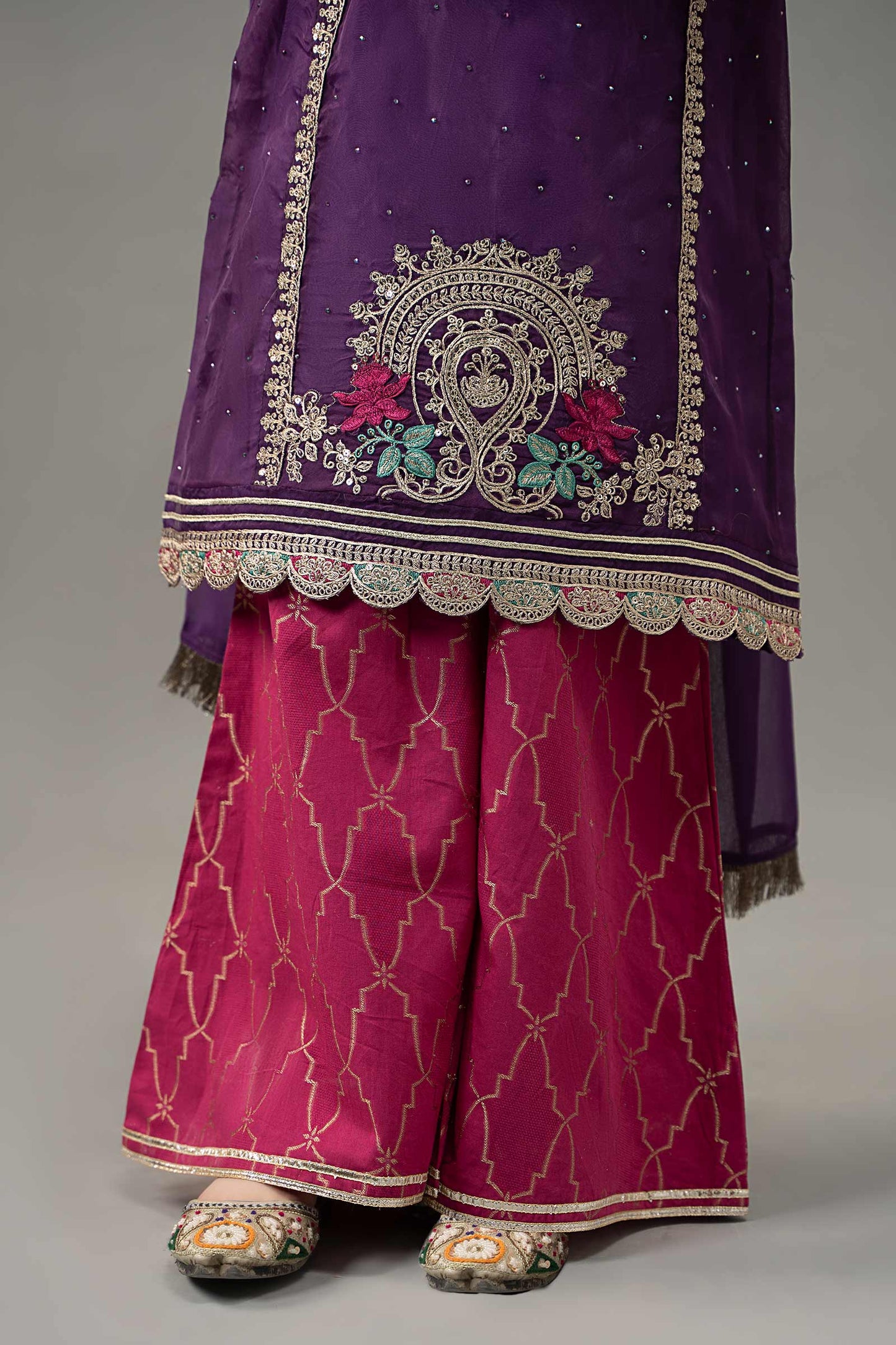 3 Piece Embroidered Raw Silk Suit - Kids Clothes - available at Maria Faisal in UK and USA