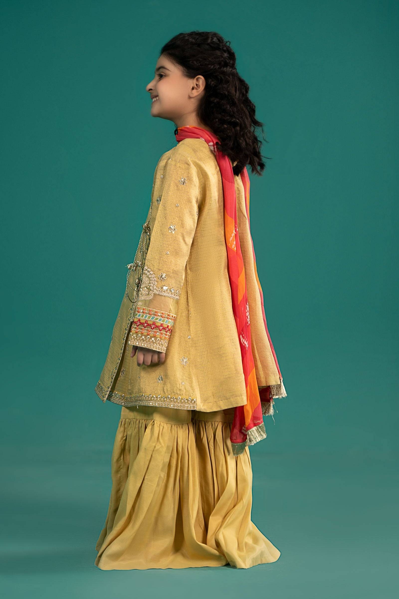 Maria B | 3 Piece Embroidered Cotton Zari Net Suit | MKS-EF25-46 by Maria Faisal - Registered Vendor of : Maria B - type : Kids Clothes - 100% original wedding dresses