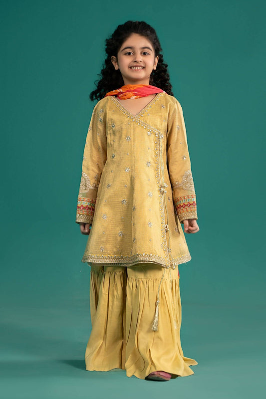 Maria B | 3 Piece Embroidered Cotton Zari Net Suit | MKS-EF25-46 by Maria Faisal - Registered Vendor of : Maria B - type : Kids Clothes - 100% original wedding dresses