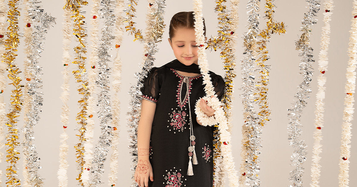 3 Piece Embroidered Organza Suit - Kids Clothing - available at Maria Faisal in UK and USA.