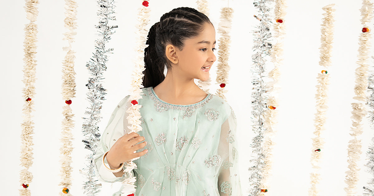 2 Piece Embroidered Organza Suit - Kids Clothing - available at Maria Faisal in UK and USA.