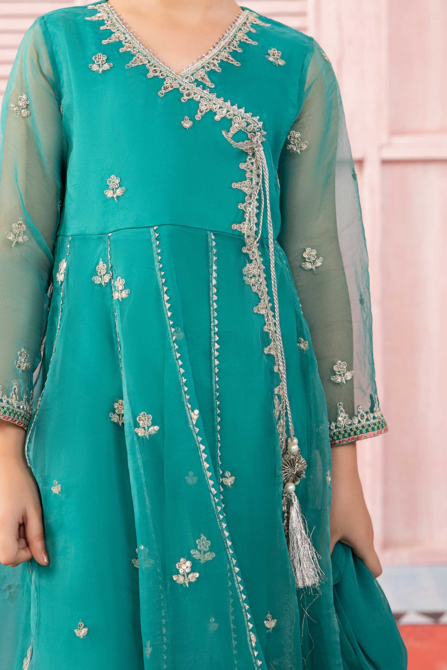 Maria B | 3 Piece Embroidered Organza Suit | MKS-PF24-01 by Maria Faisal - Registered Vendor of : Maria B - type : Kids Clothes - 100% original wedding dresses