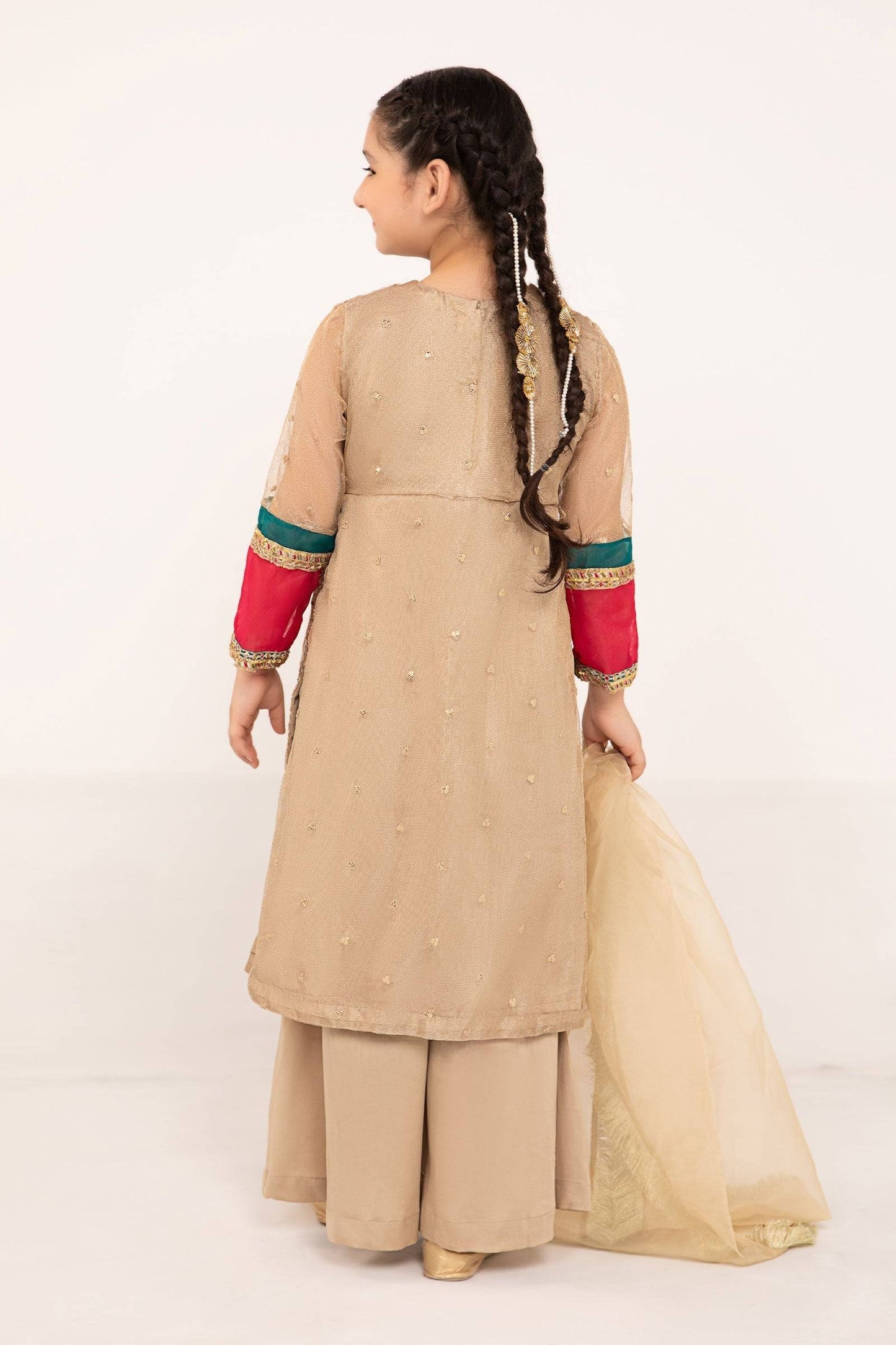 Maria B | 3 Piece Embroidered Zari Net Suit | MKS-PF24-03 by Maria Faisal - Registered Vendor of : Maria B - type : Kids Clothes - 100% original wedding dresses