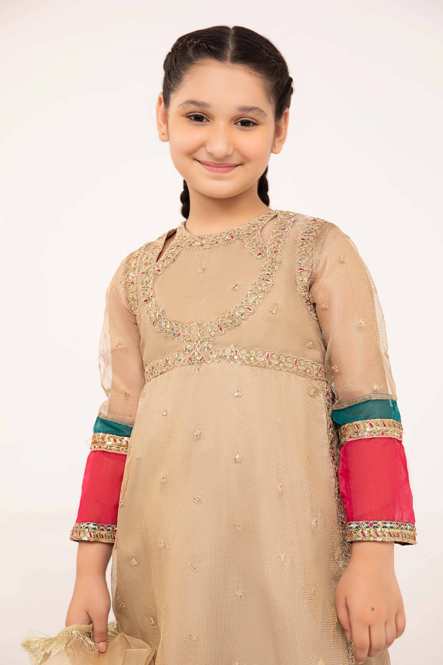 Maria B | 3 Piece Embroidered Zari Net Suit | MKS-PF24-03 by Maria Faisal - Registered Vendor of : Maria B - type : Kids Clothes - 100% original wedding dresses