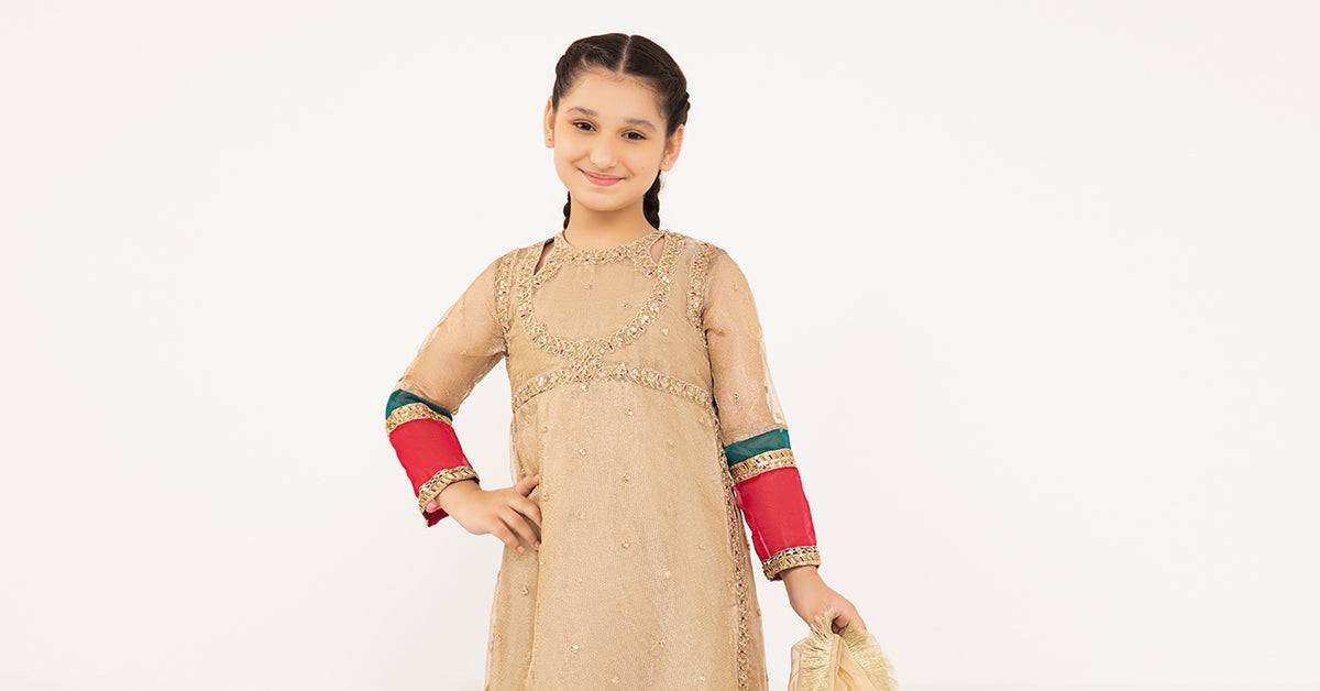 Maria B | 3 Piece Embroidered Zari Net Suit | MKS-PF24-03 by Maria Faisal - Registered Vendor of : Maria B - type : Kids Clothes - 100% original wedding dresses