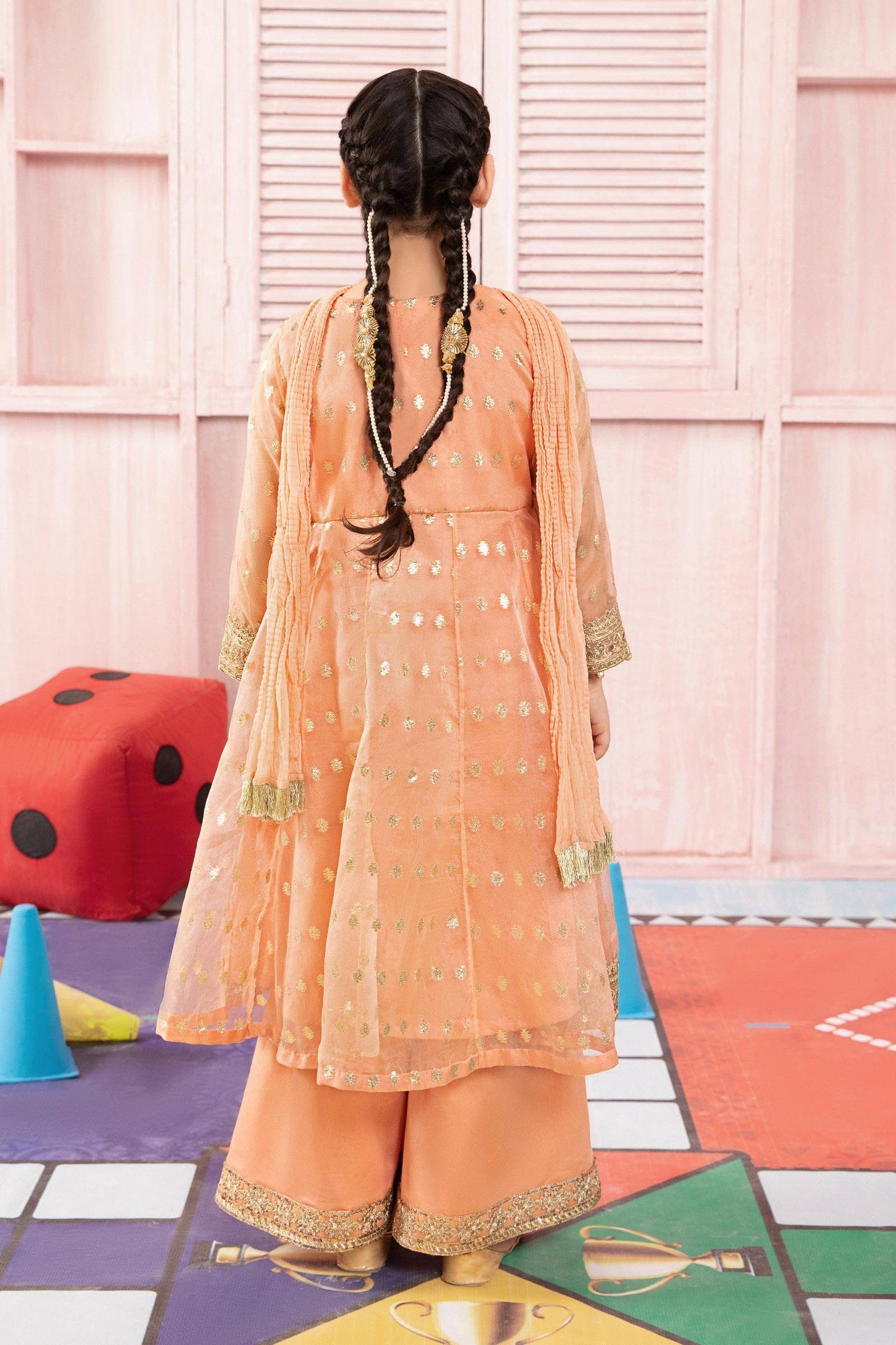 Maria B | 3 Piece Embroidered Organza Suit | MKS-PF24-07 by Maria Faisal - Registered Vendor of : Maria B - type : Kids Clothes - 100% original wedding dresses