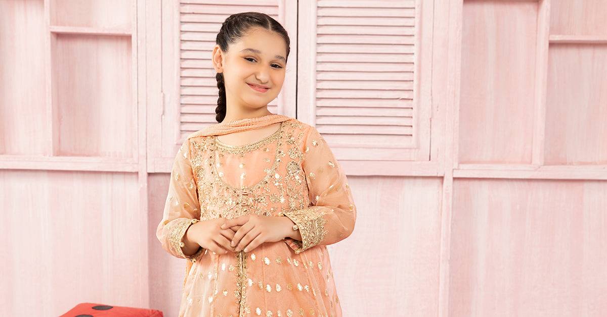 Maria B | 3 Piece Embroidered Organza Suit | MKS-PF24-07 by Maria Faisal - Registered Vendor of : Maria B - type : Kids Clothes - 100% original wedding dresses