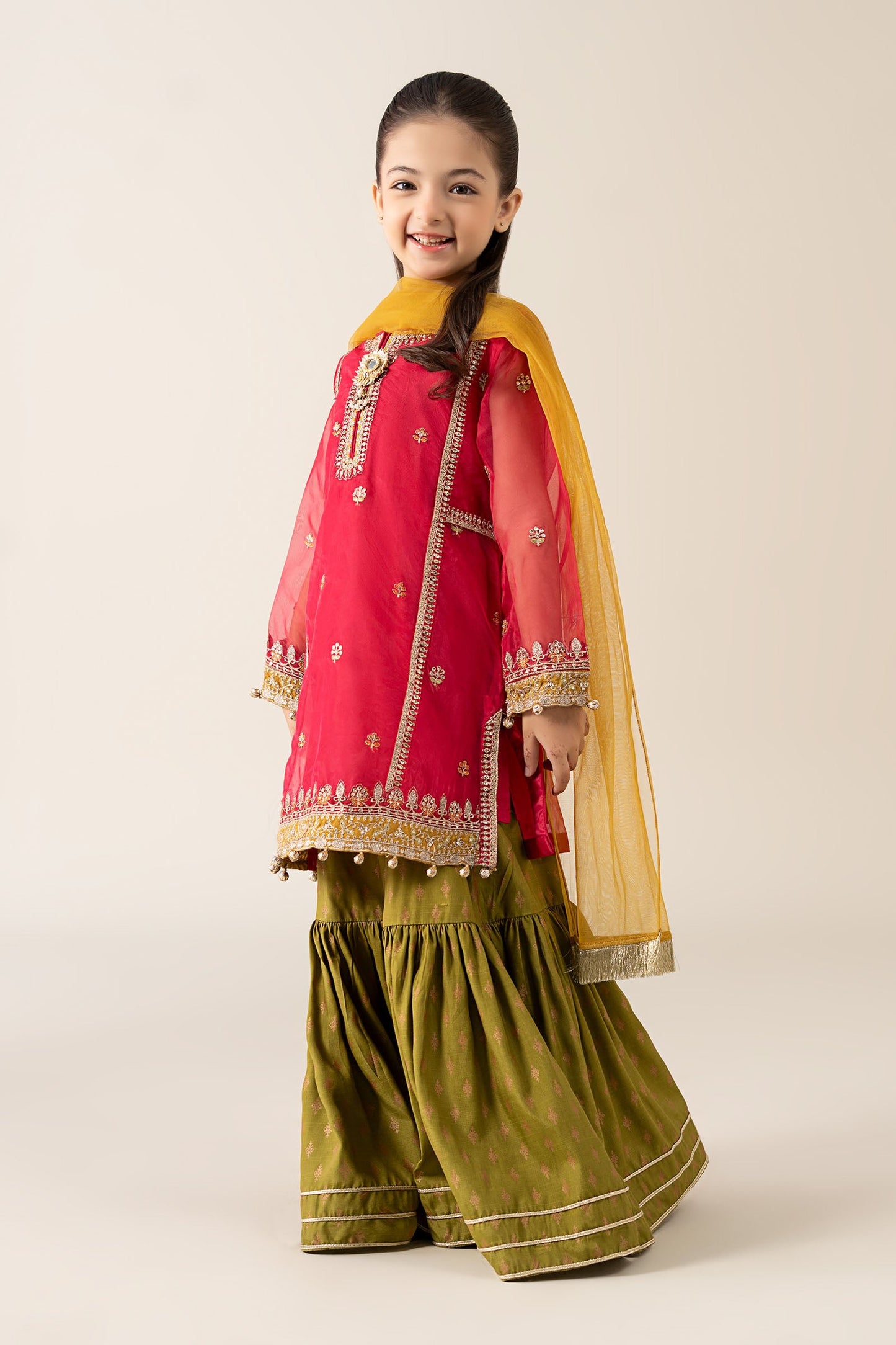 3 Piece Embroidered Poly Organza Suit - Kids Clothes - available at Maria Faisal in UK and USA
