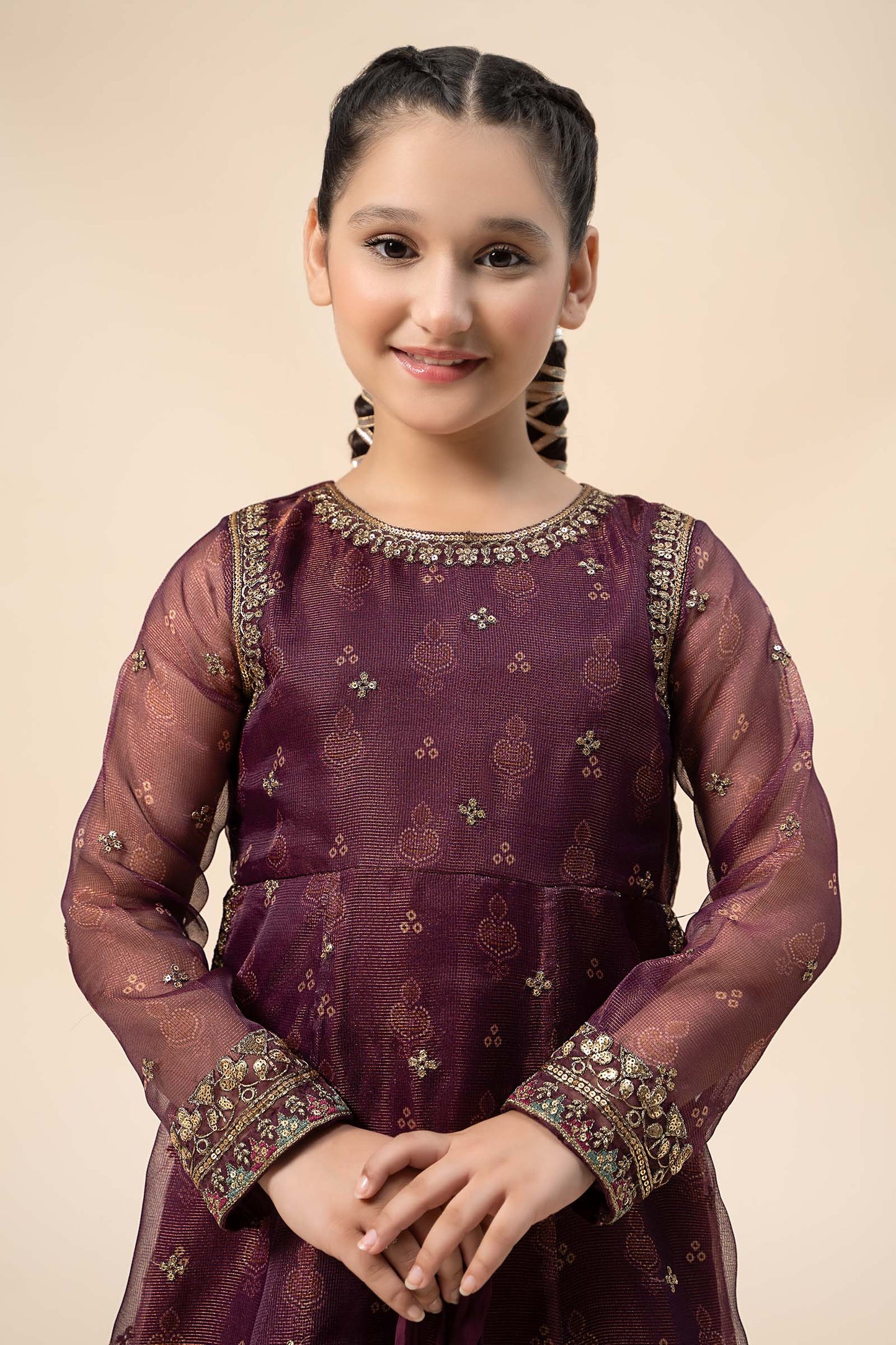 Maria B | 3 Piece Embroidered Cotton Net Suit | MKS-W24-01 by Maria Faisal - Registered Vendor of : Maria B - type : Kids Clothes - 100% original wedding dresses