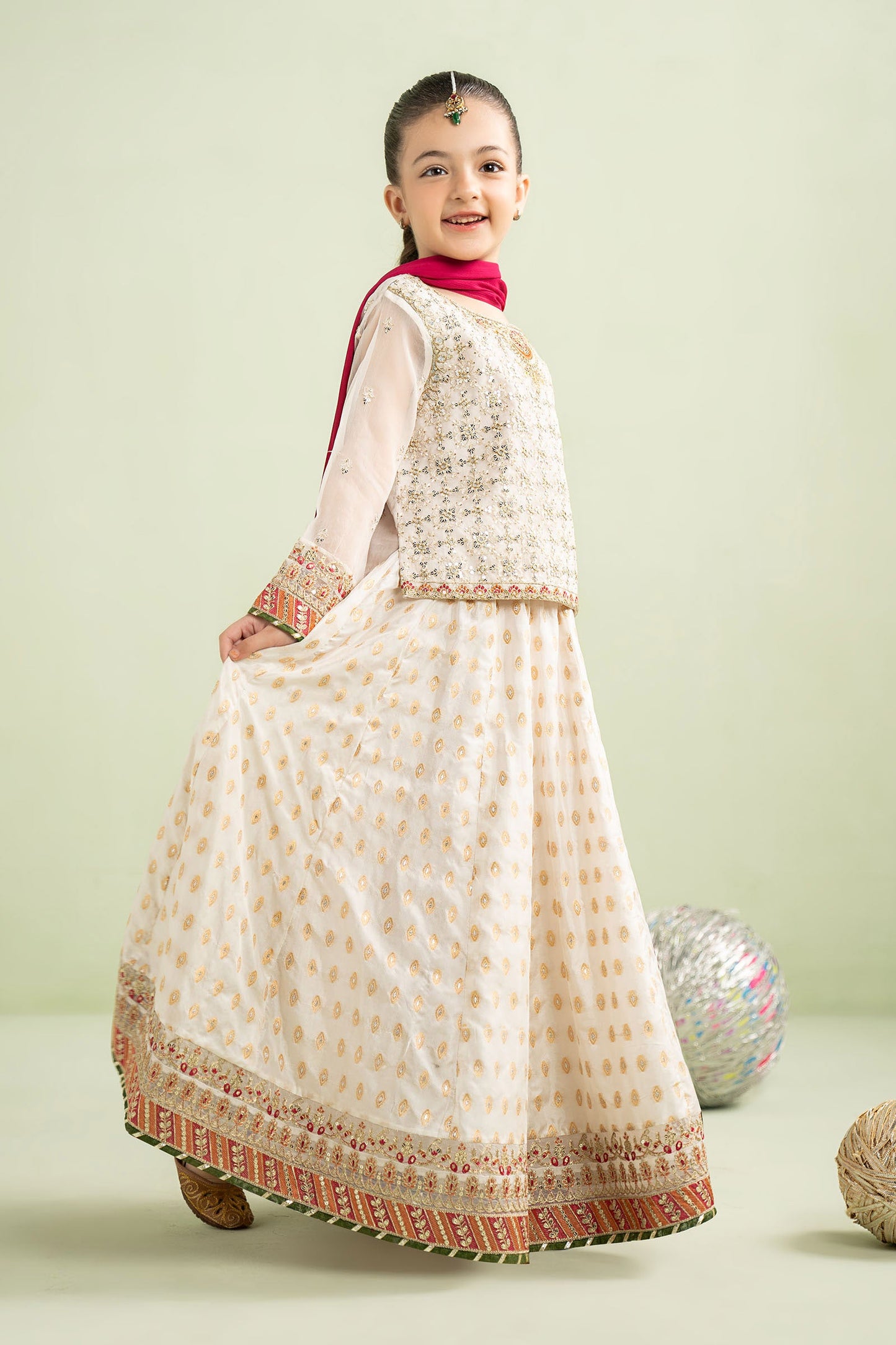 3 Piece Embroidered Organza Suit - Kids Clothes - available at Maria Faisal in UK and USA