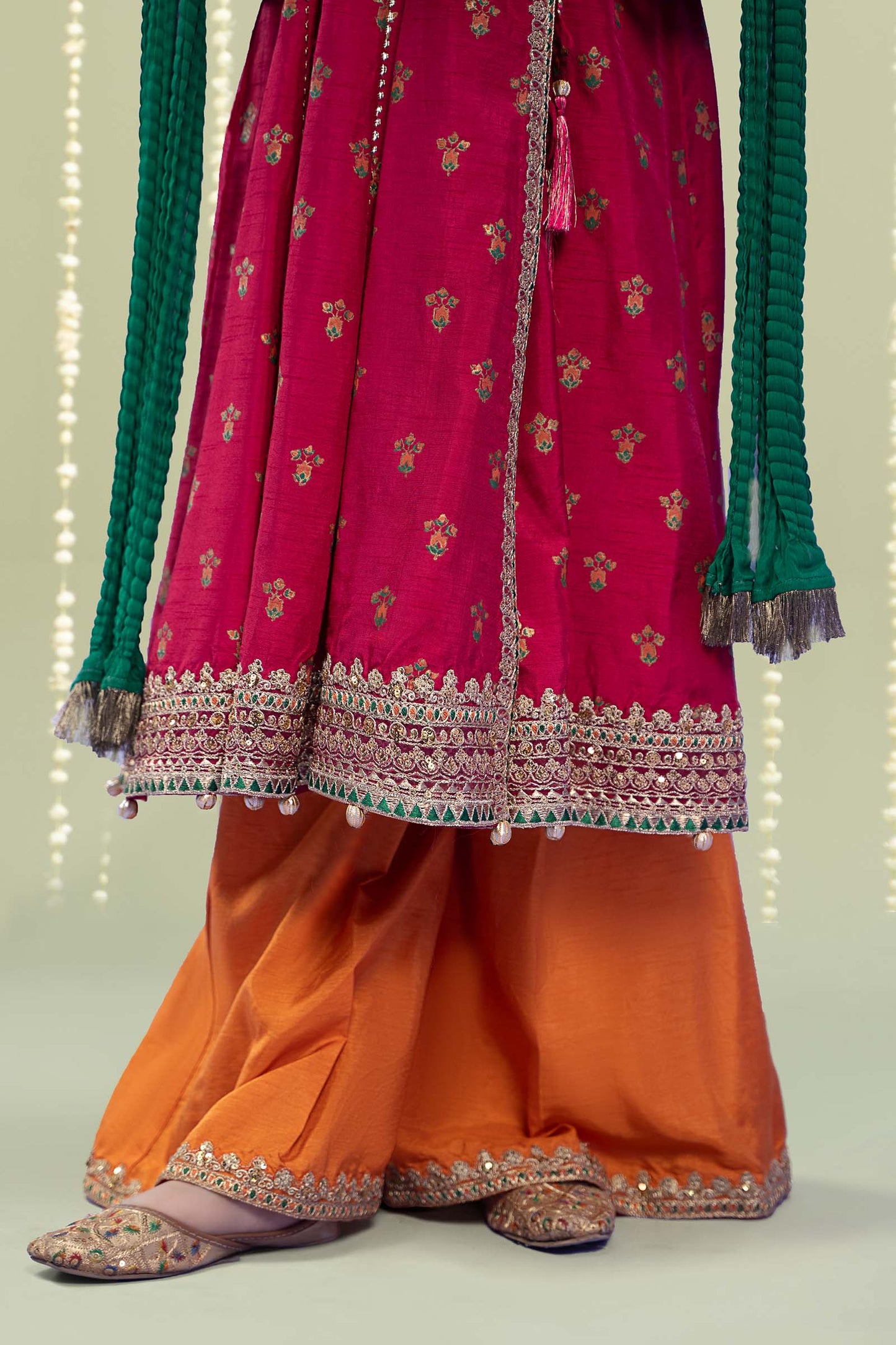 Maria B | 3 Piece Embroidered Raw Silk Suit | MKS-W24-10 by Maria Faisal - Registered Vendor of : Maria B - type : Kids Clothes - 100% original wedding dresses
